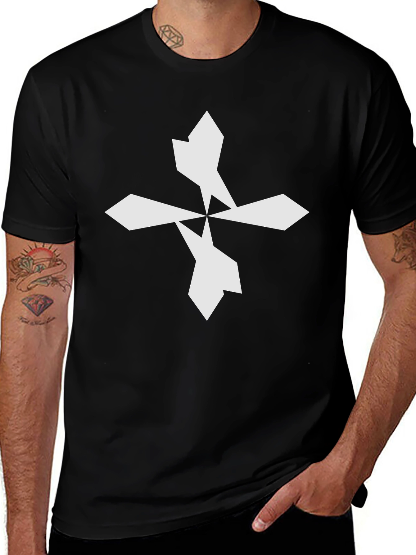 Variant 16 of Geometric Cross Black T-Shirt