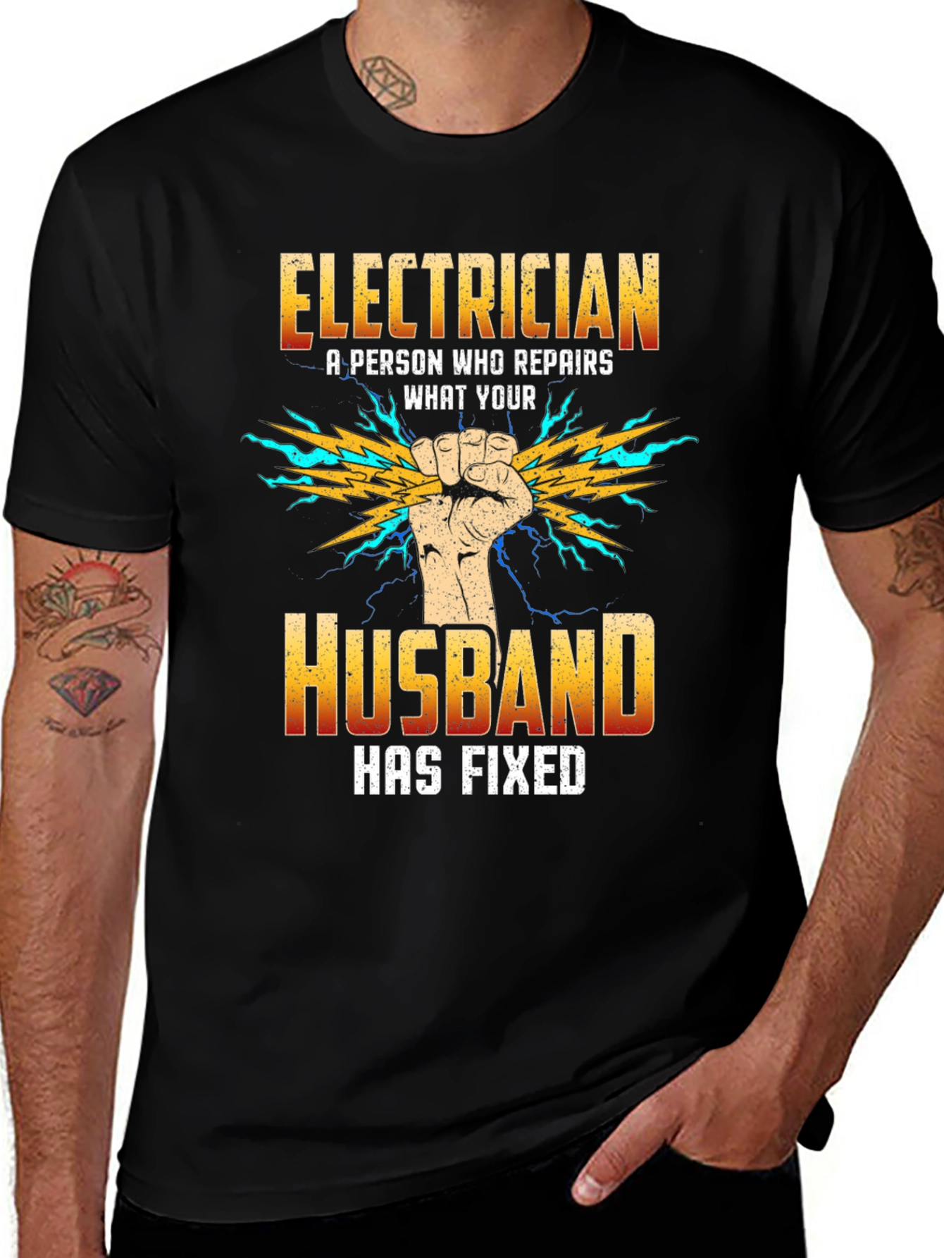 Variant 24 of Electrician Husband Funny T-Shirt