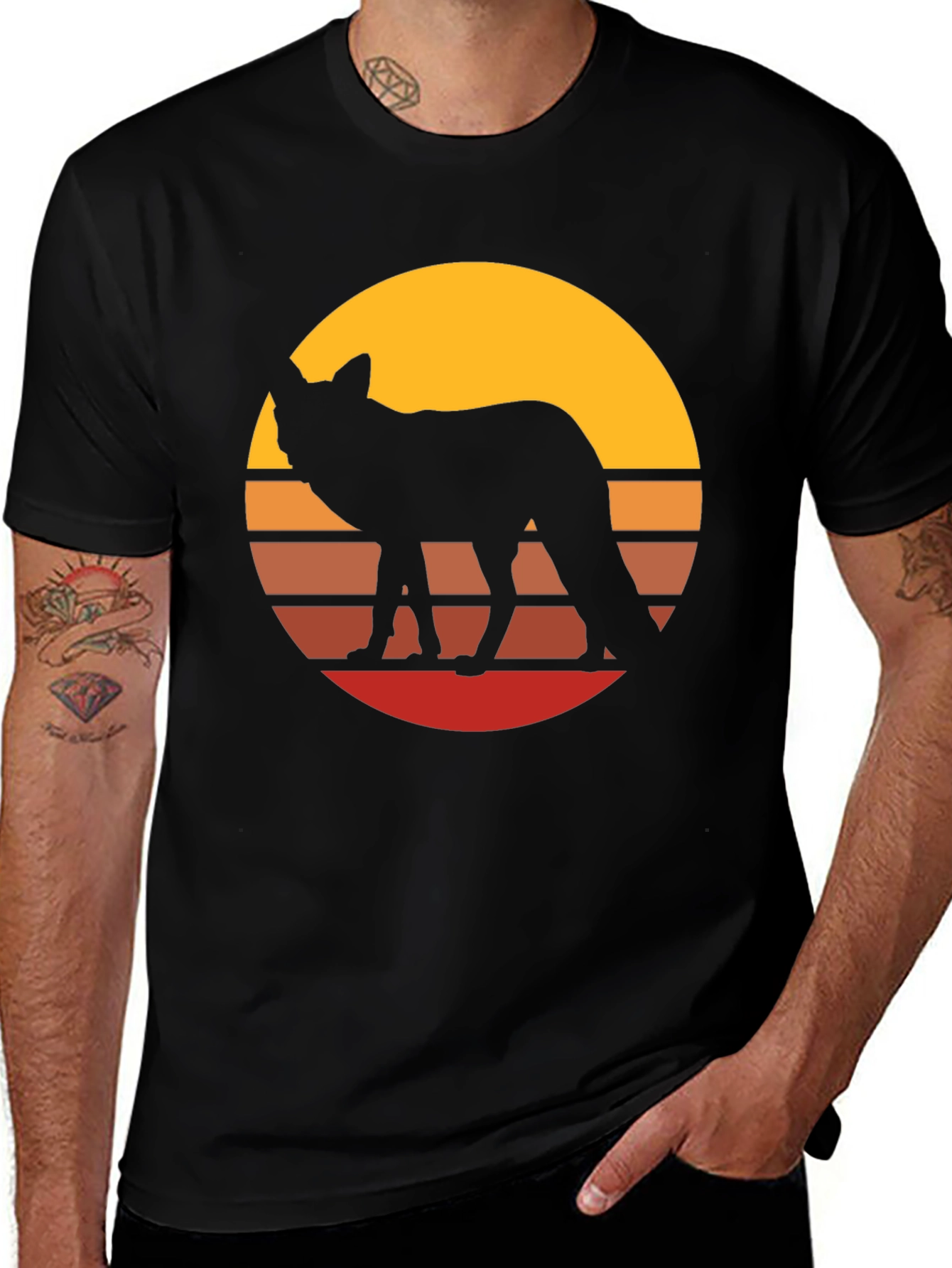 Variant 12 of Retro Sunset Fox Graphic Tee - Stylish Unisex T-Shirt