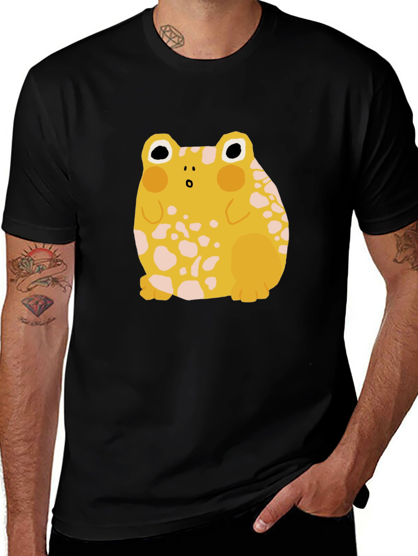 Variant 28 of Cute Frog Graphic Tee - Trendy Men's Black T-Shirt