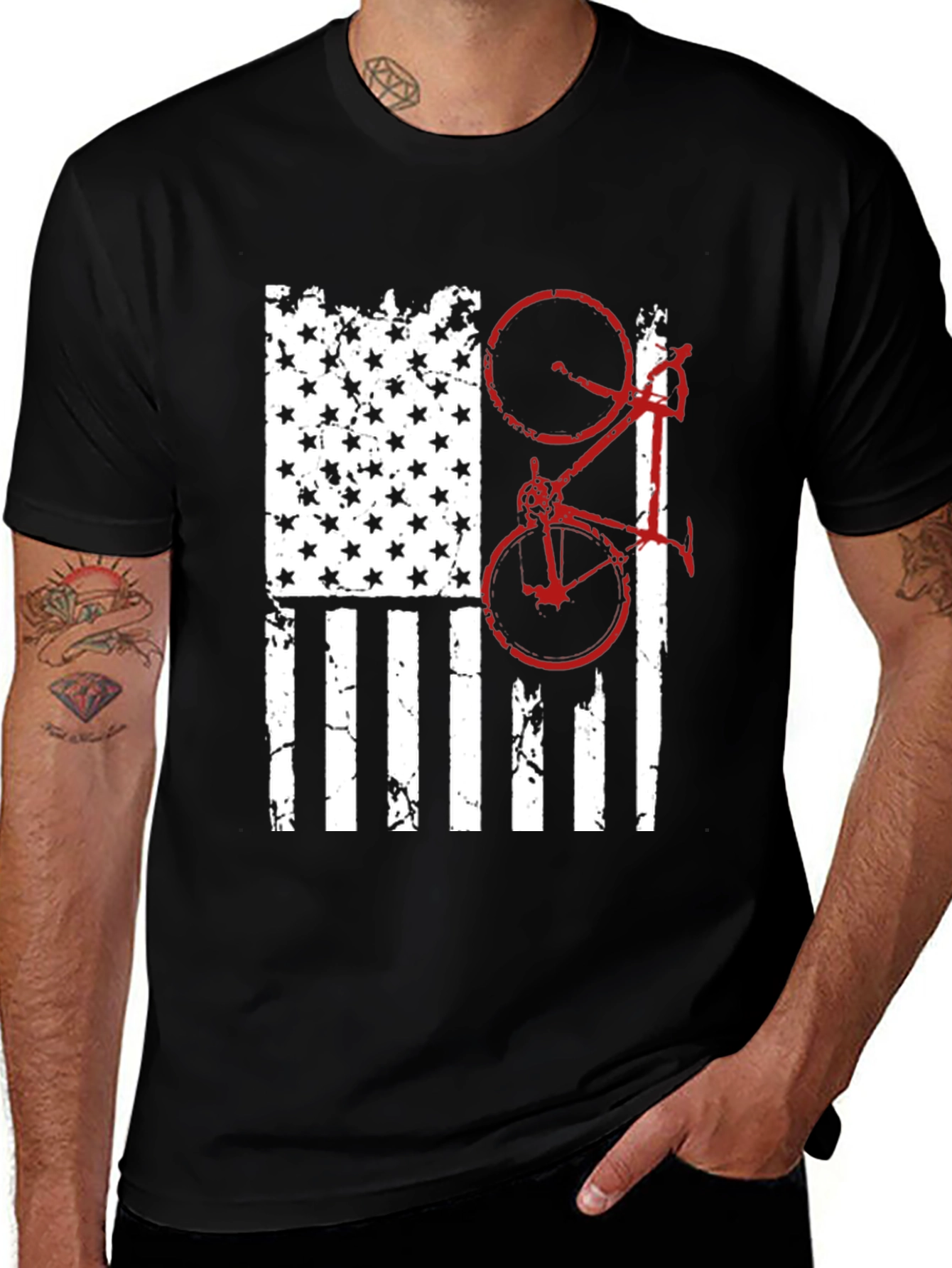 Variant 17 of American Flag Bike Graphic Tee