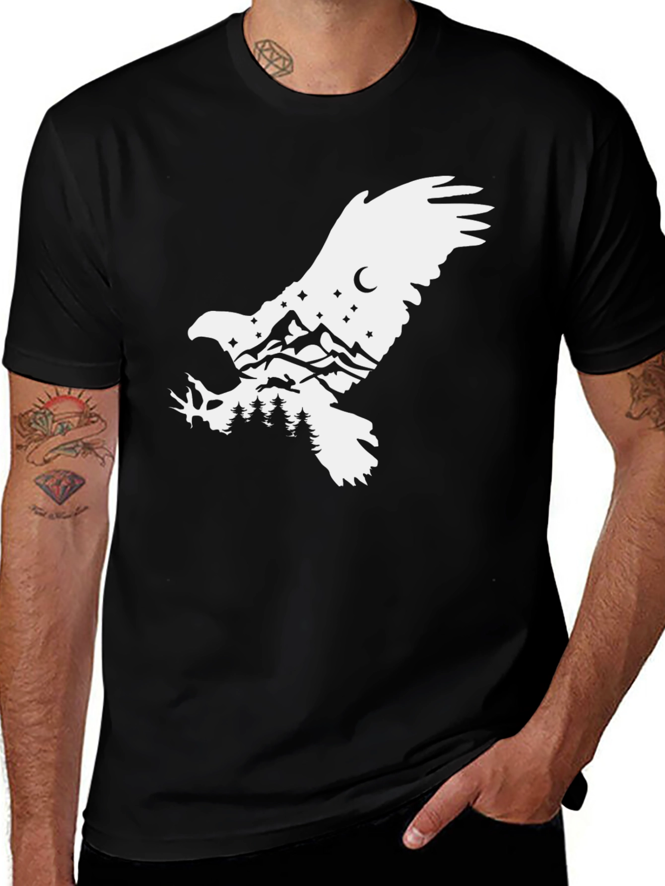 Black Eagle Mountain Graphic Tee - Nature Inspired Design main image