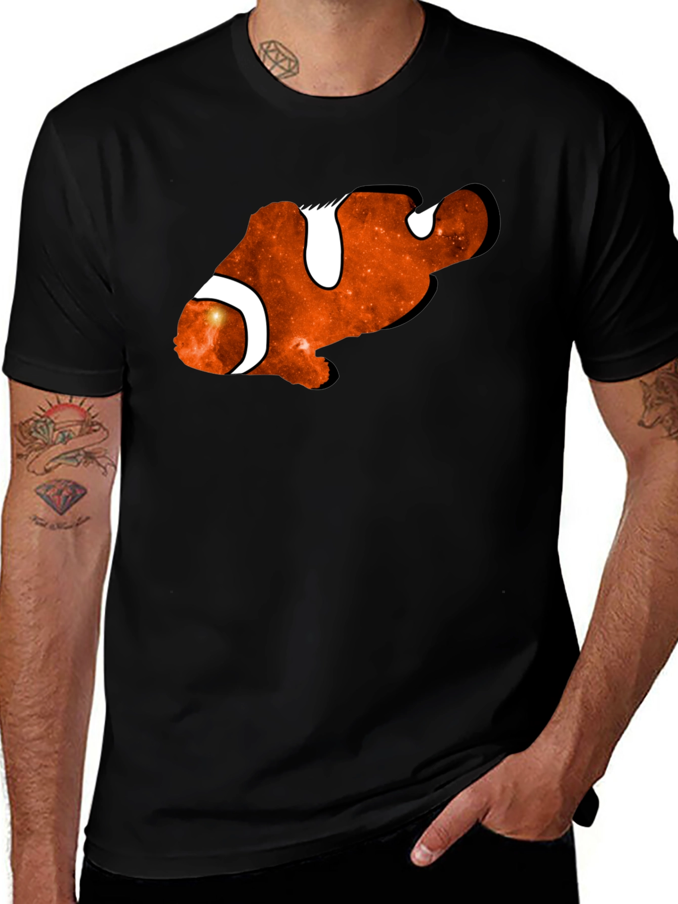 Variant 4 of Galaxy Clownfish Black T-Shirt - Unique Graphic Tee