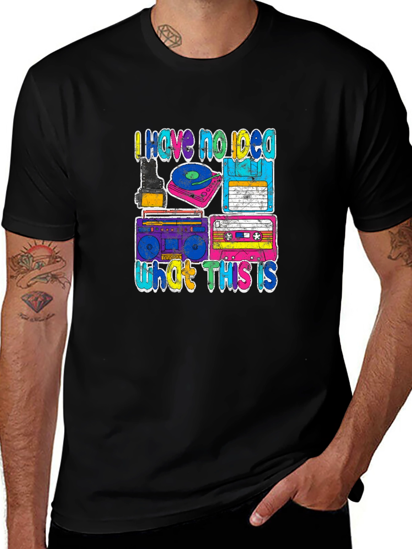 Variant 2 of Retro Tech Graphic Tee: "I Have No Idea What This Is"