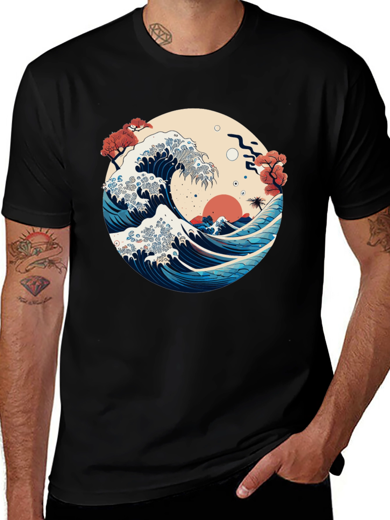 Great Wave Graphic Tee - Japanese Art Style
