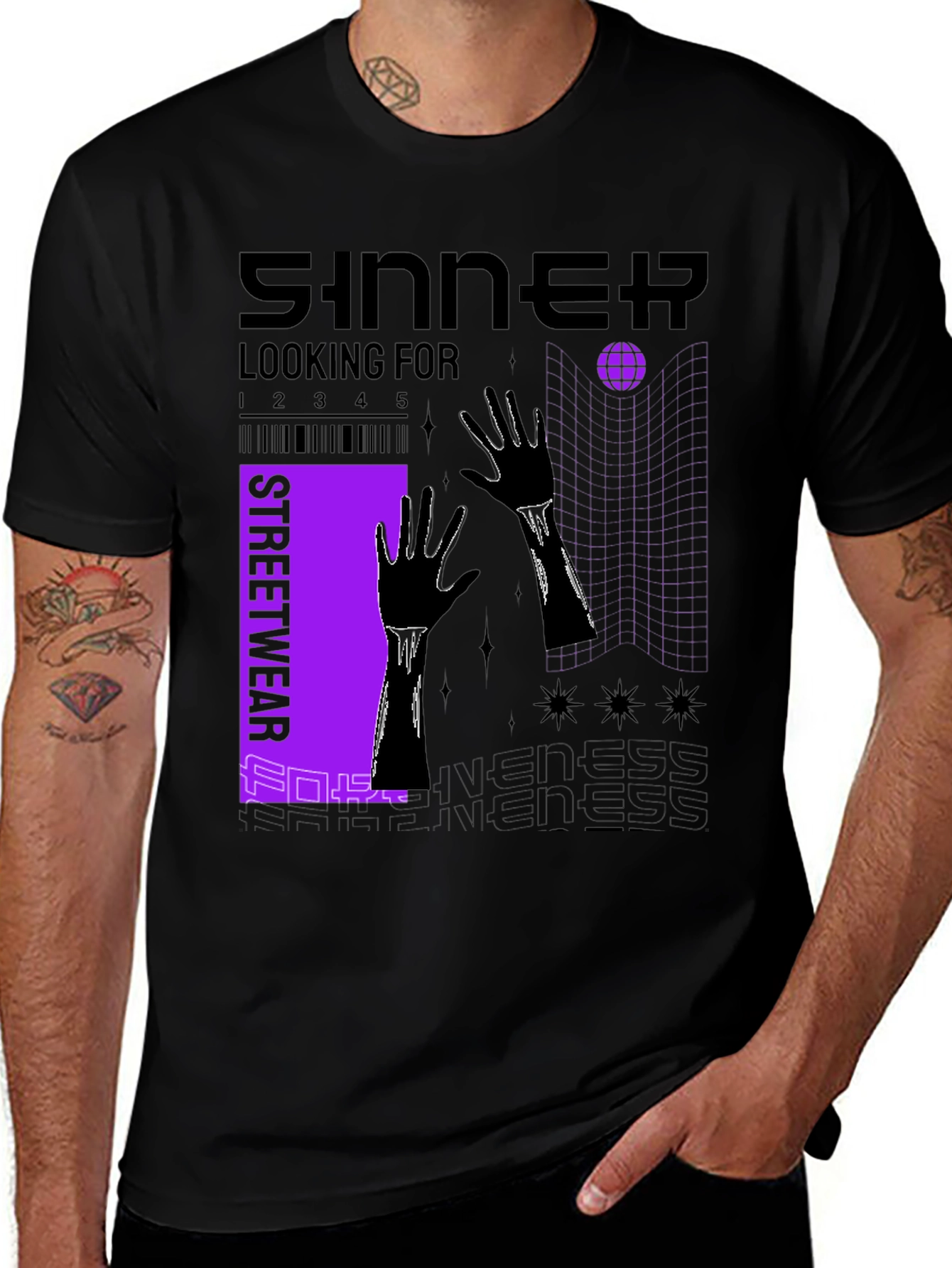 Variant 11 of Sinner Graphic Print Black T-Shirt