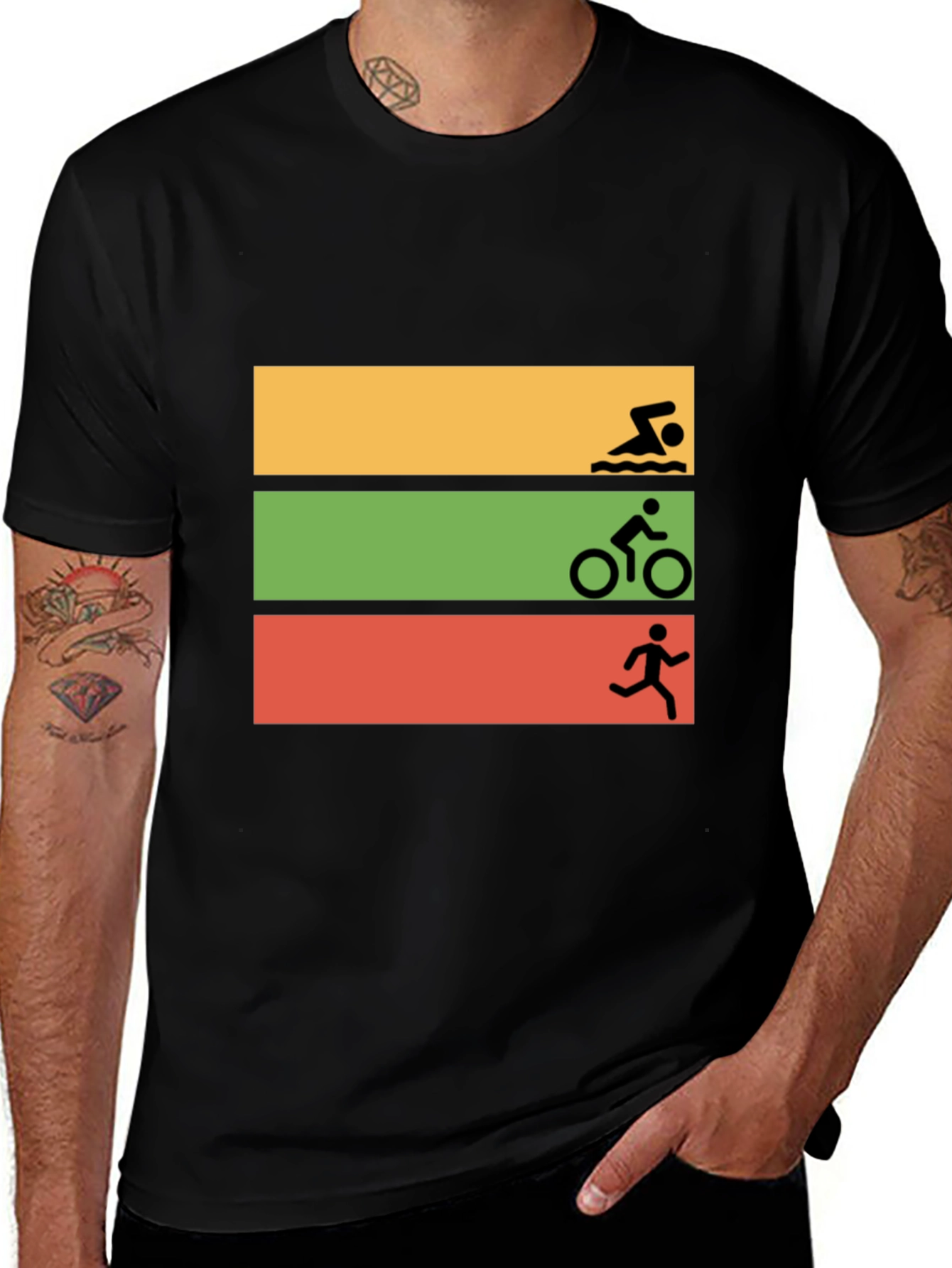Variant 12 of Triathlon Swim Bike Run Graphic Tee