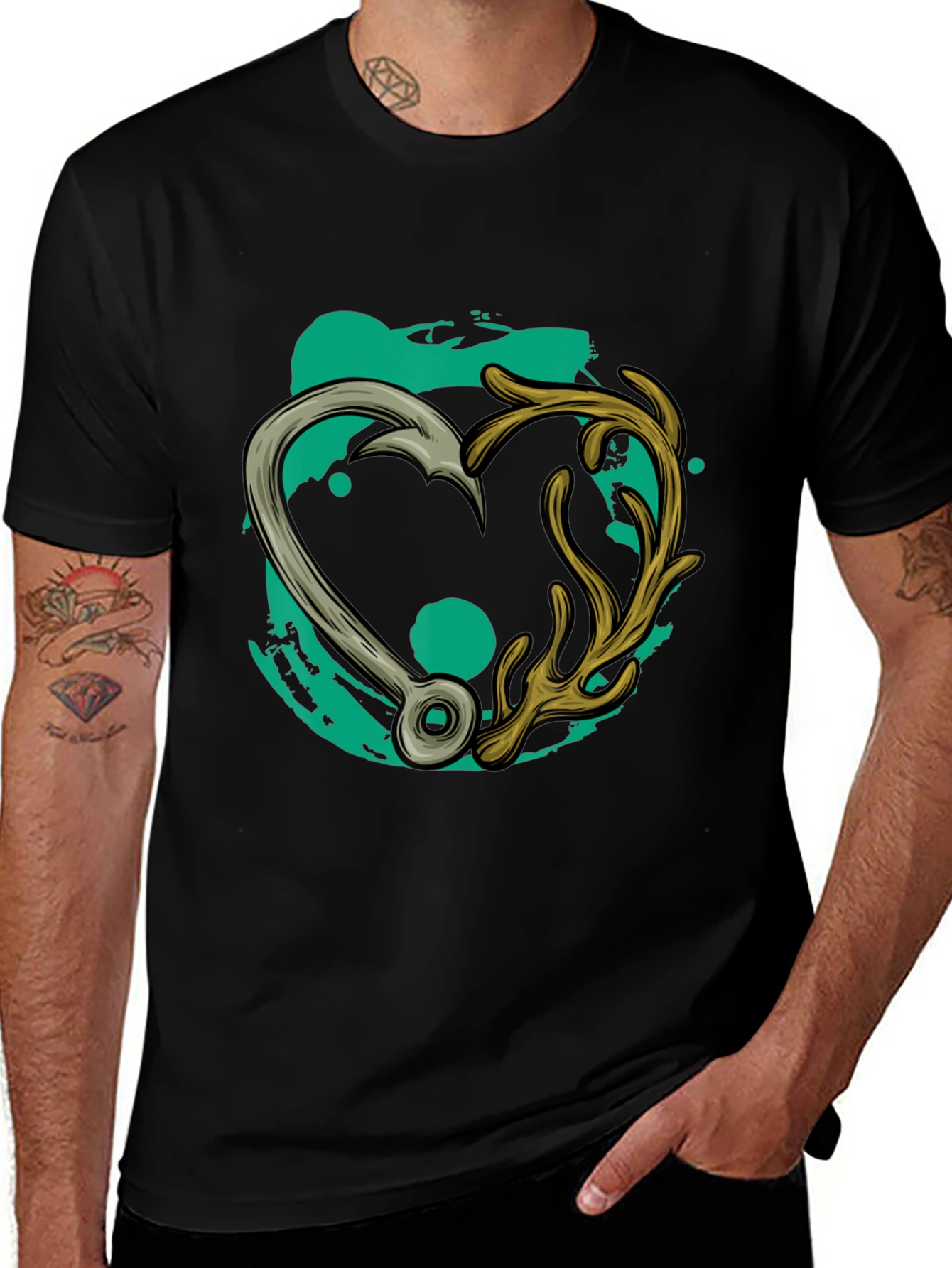 Variant 8 of Hooked Heart T-Shirt - Fishing & Outdoors