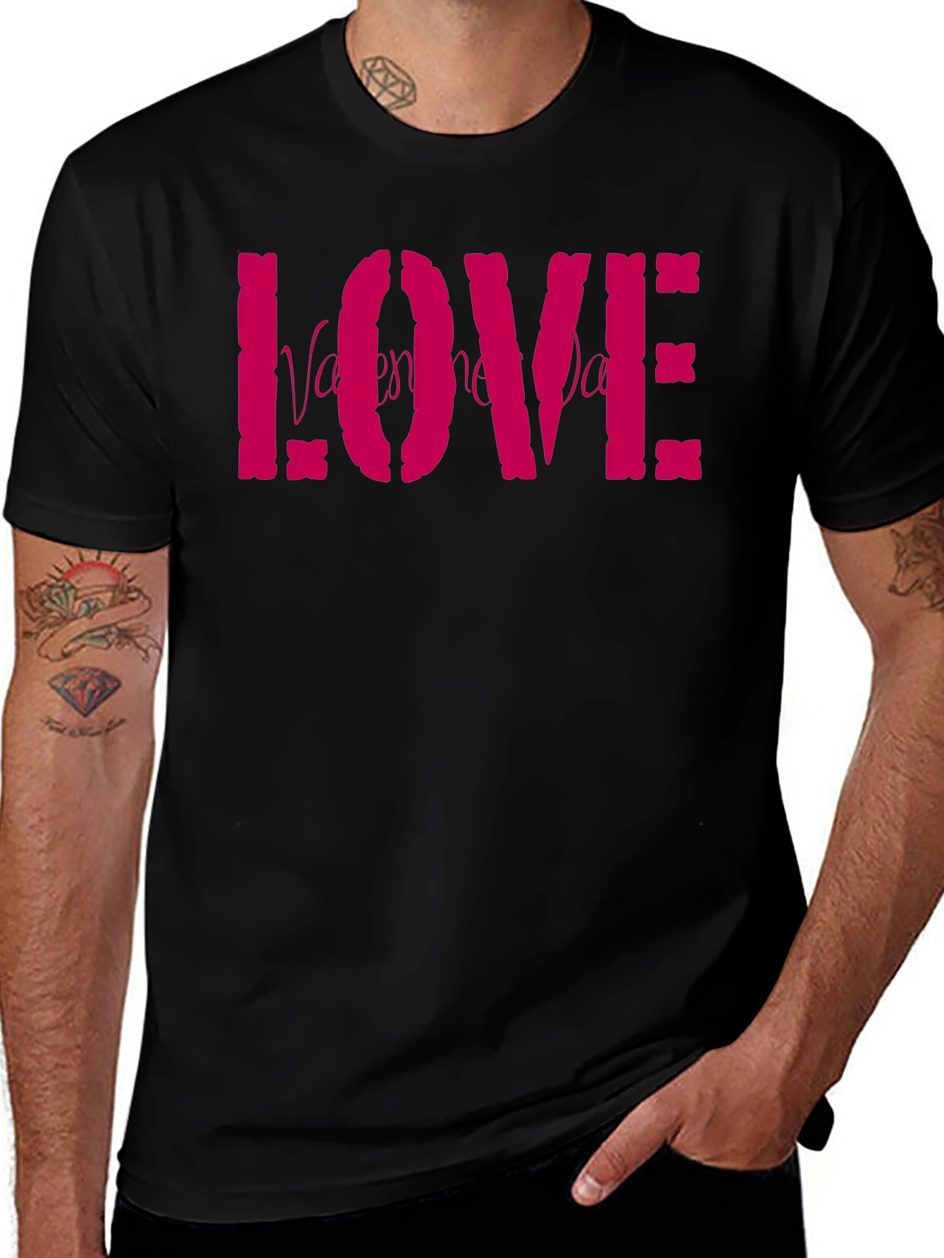 Variant 8 of Valentine's Day LOVE Graphic Tee - Black