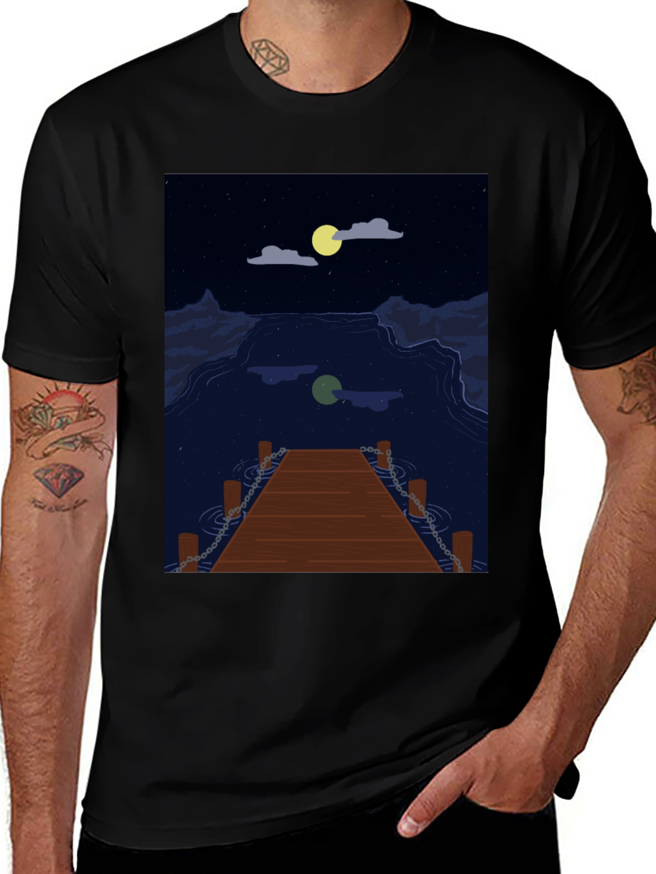 Variant 19 of Night Lake Dock Graphic Tee