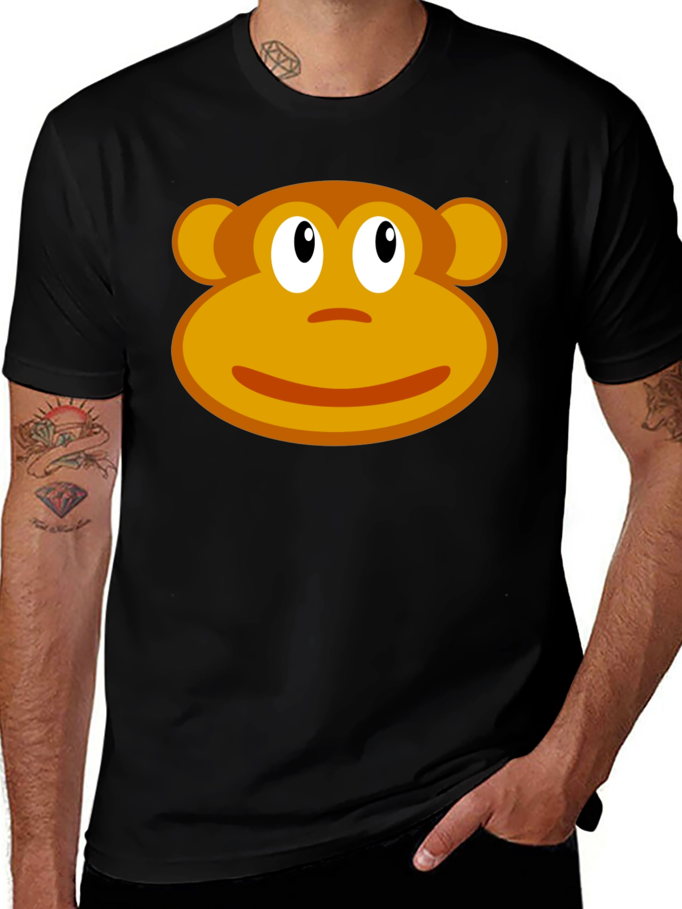 Variant 8 of Sock Monkey Tee - Black Cotton Blend T-Shirt