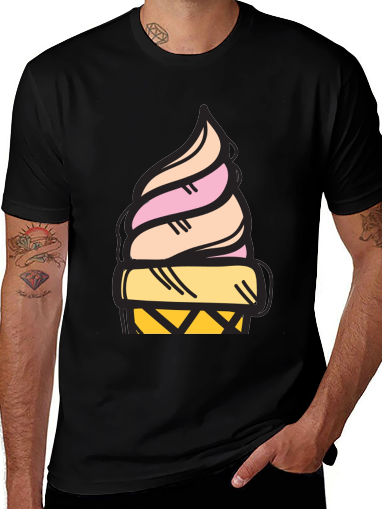 Variant 11 of Ice Cream Cone Graphic Black Tee