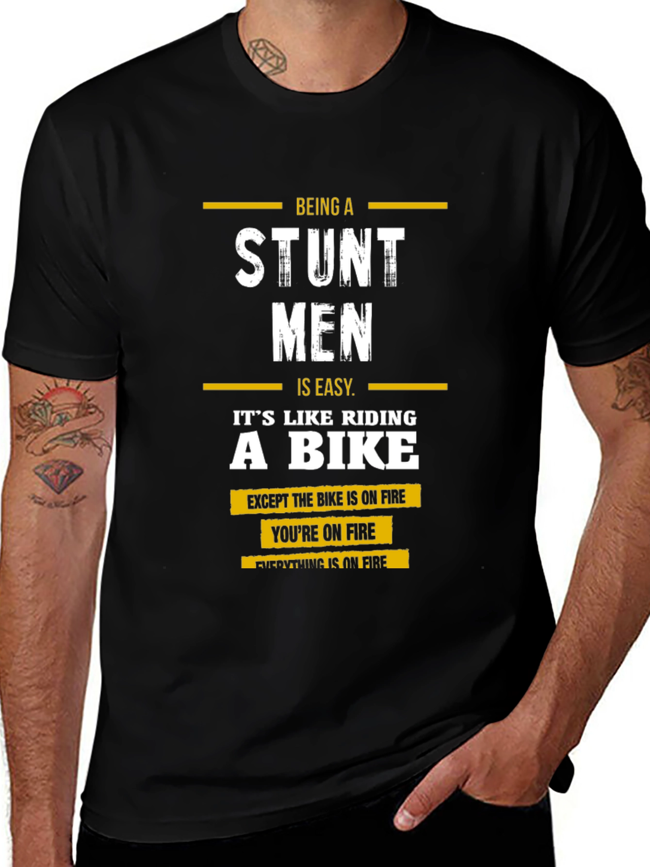 Variant 3 of Stuntmen T-Shirt: On Fire Bike Rider Tee