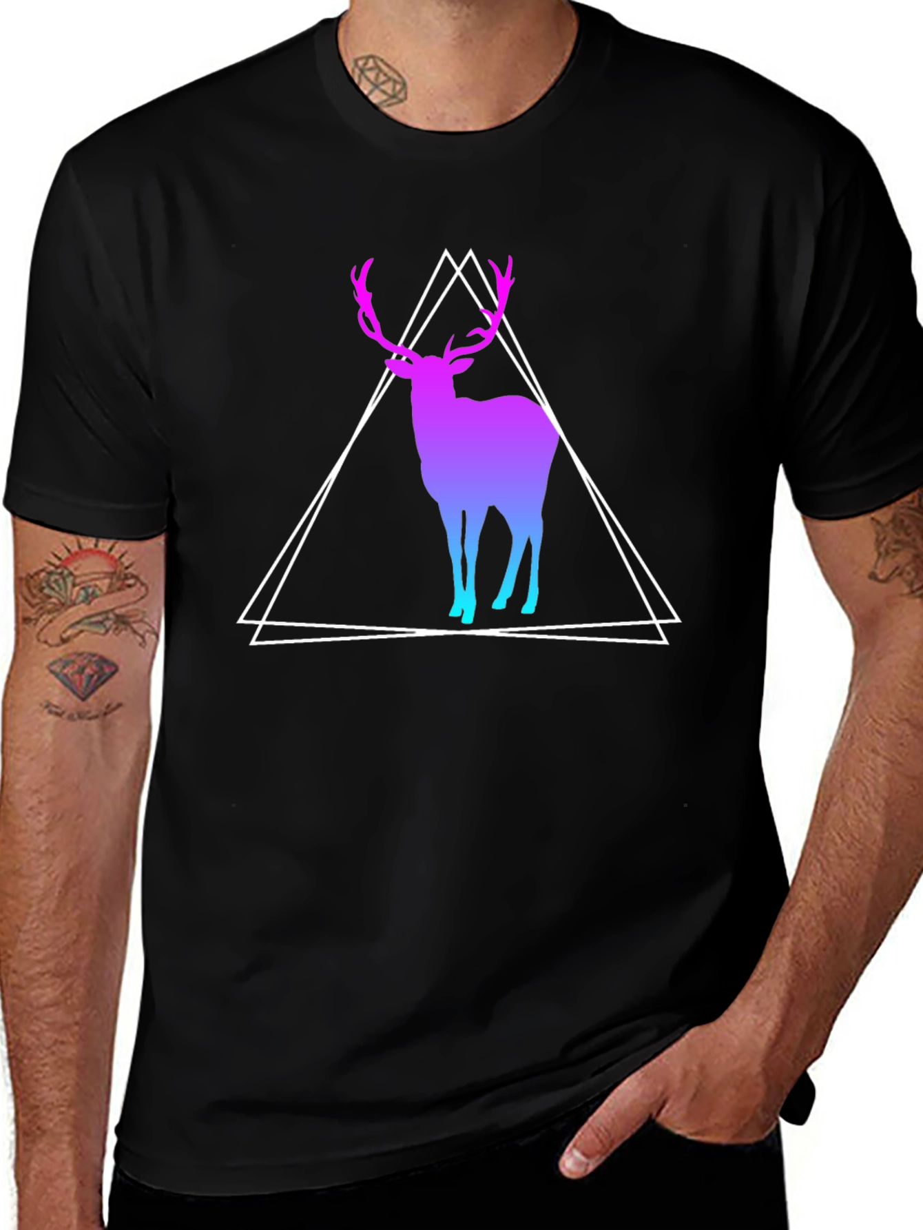 Variant 22 of Geometric Deer T-Shirt - Gradient Stag Design