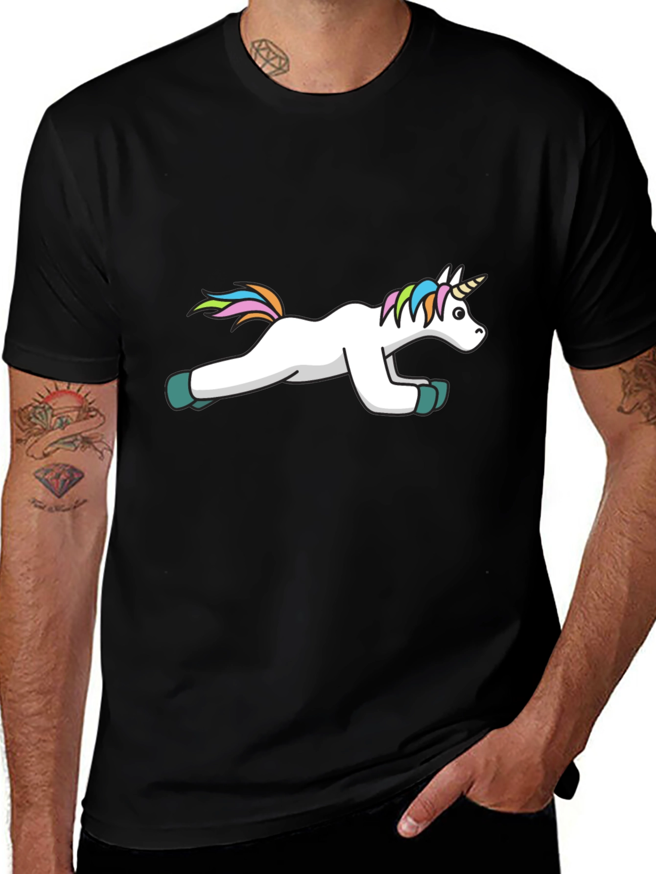 Variant 13 of Unicorn Plank Black T-Shirt - Workout Humor Tee
