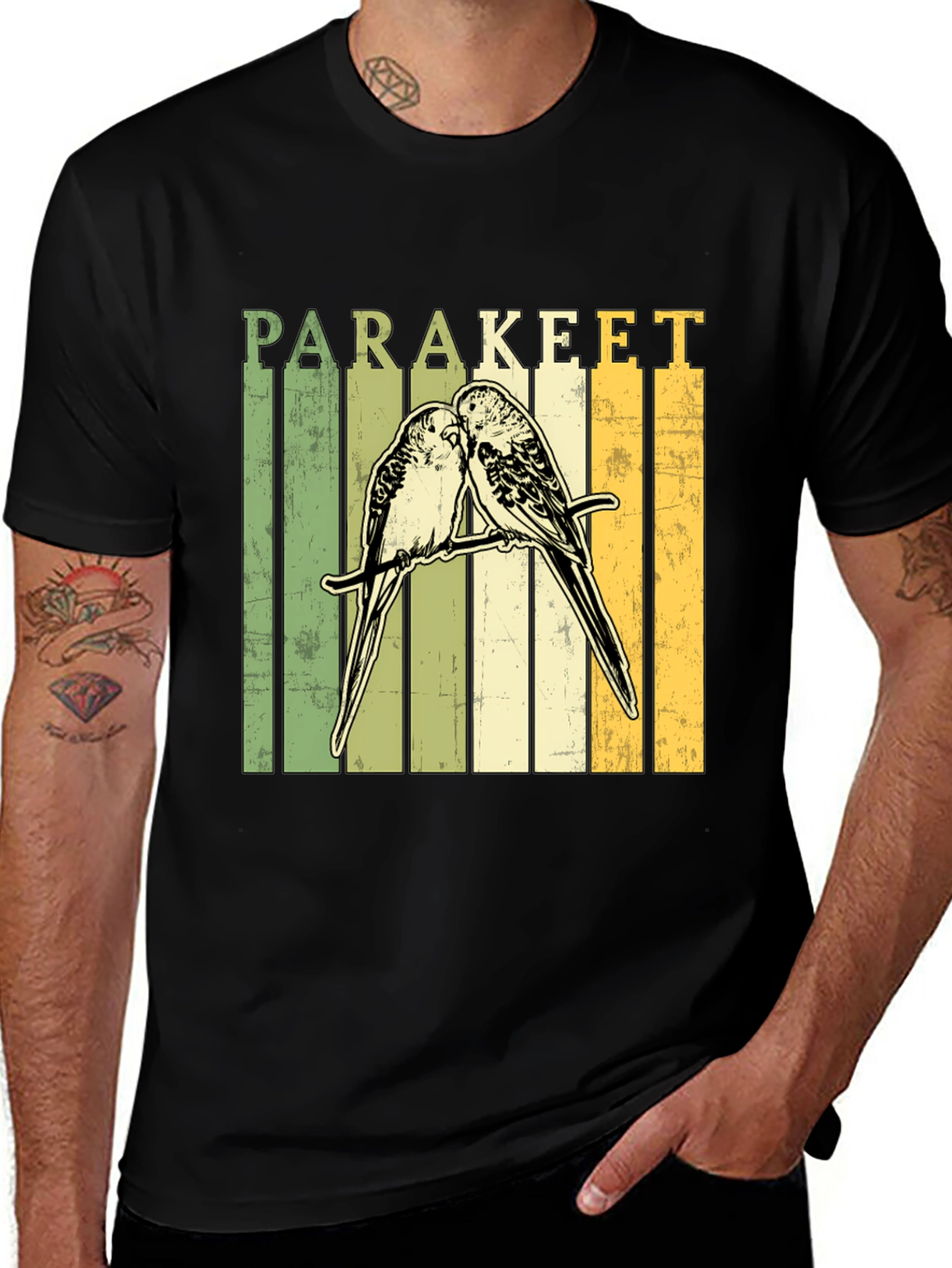 Variant 28 of Retro Parakeet Graphic T-Shirt, Bird Lover Tee