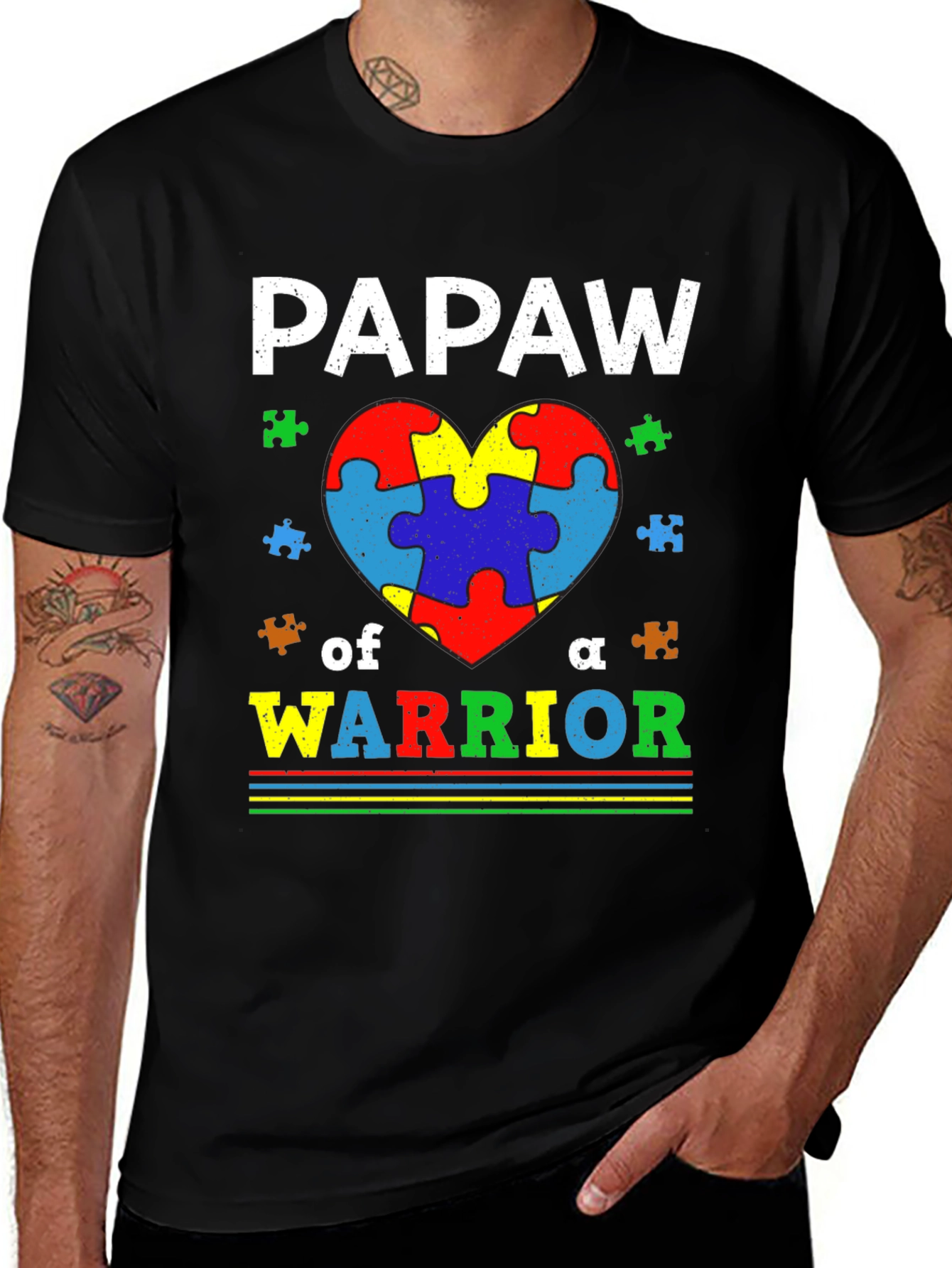 Variant 4 of Autism Awareness Pawpaw Warrior T-Shirt