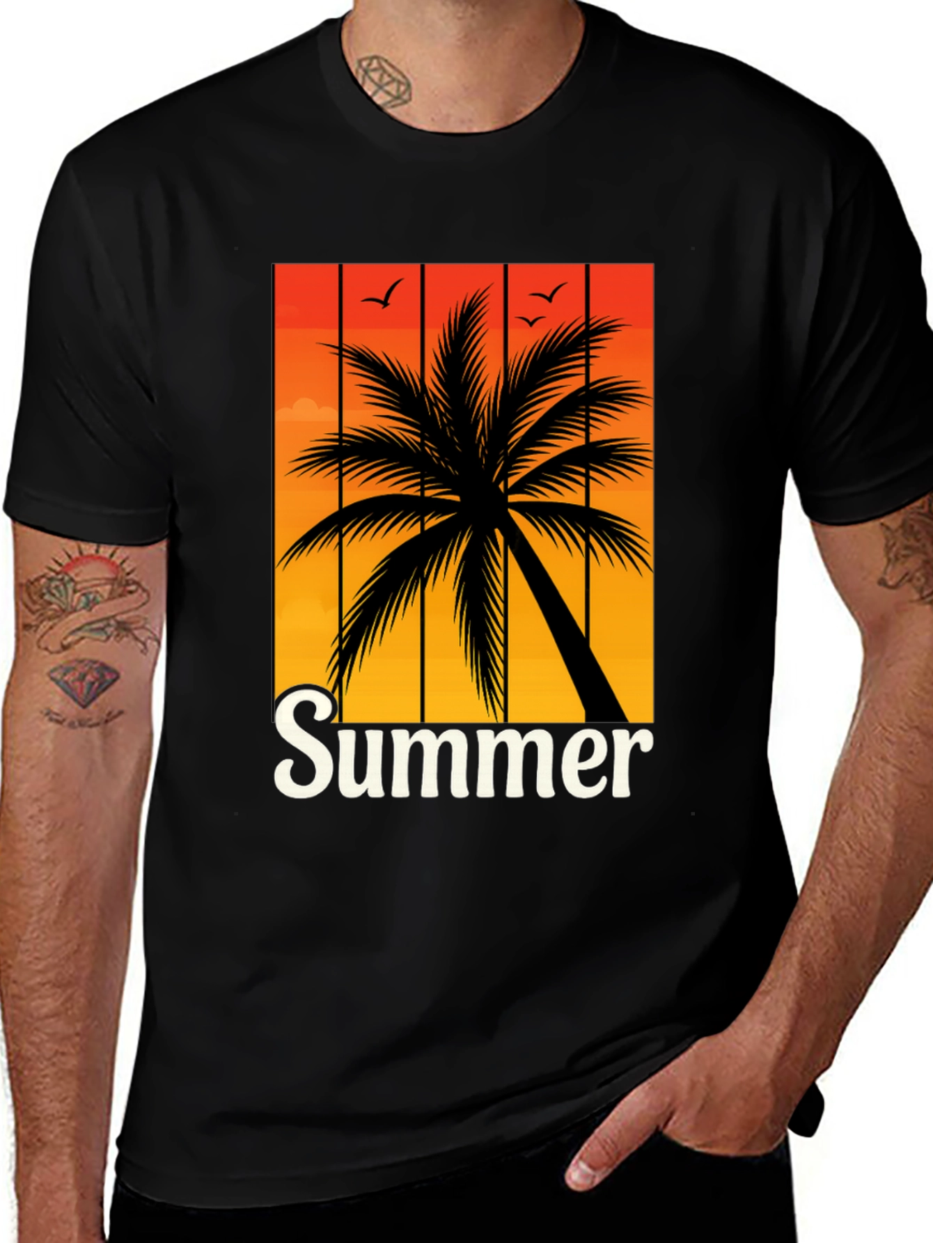 Tropical Summer Palm Tree Graphic T-Shirt