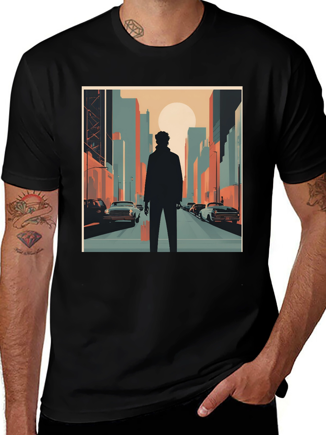 Variant 5 of Retro Cityscape Graphic T-Shirt