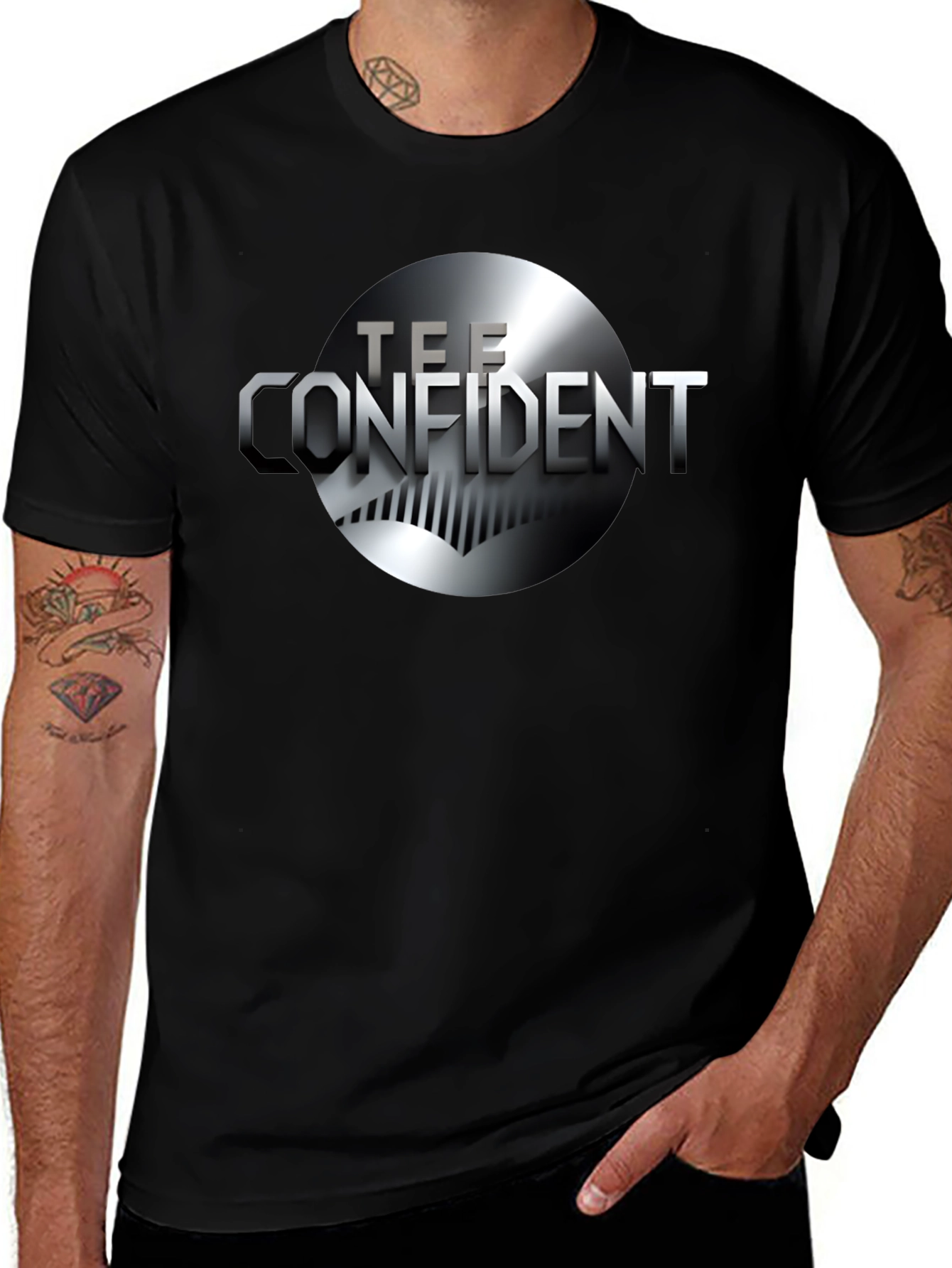 Variant 5 of Tee Confident Black Graphic T-Shirt - Modern Design