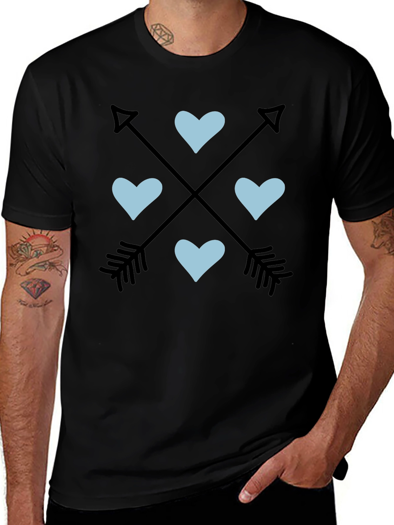 Variant 7 of Arrow Heart Graphic Tee - Black Unisex T-Shirt