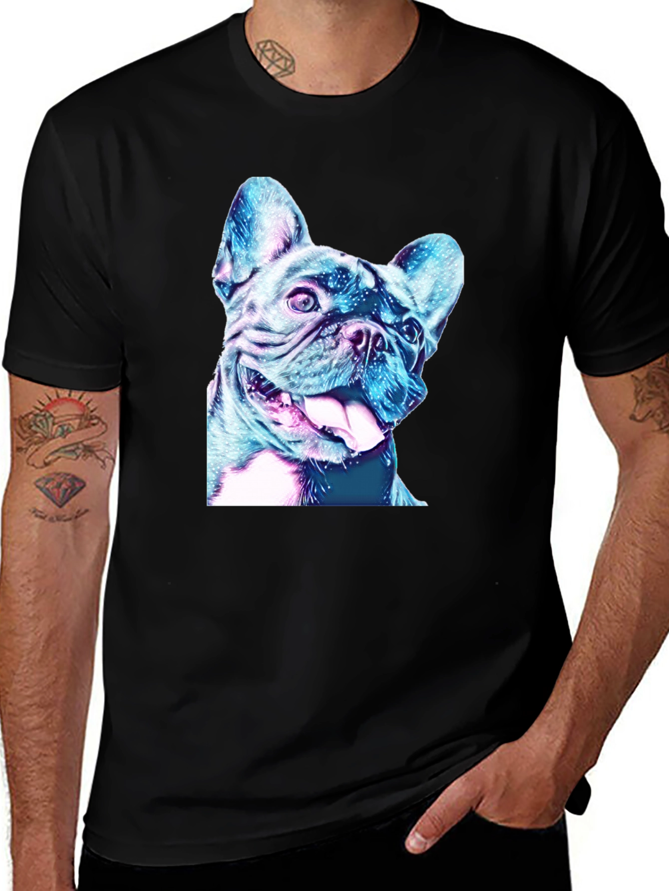 Variant 10 of Dog Graphic Tee - Black Cotton Casual Shirt