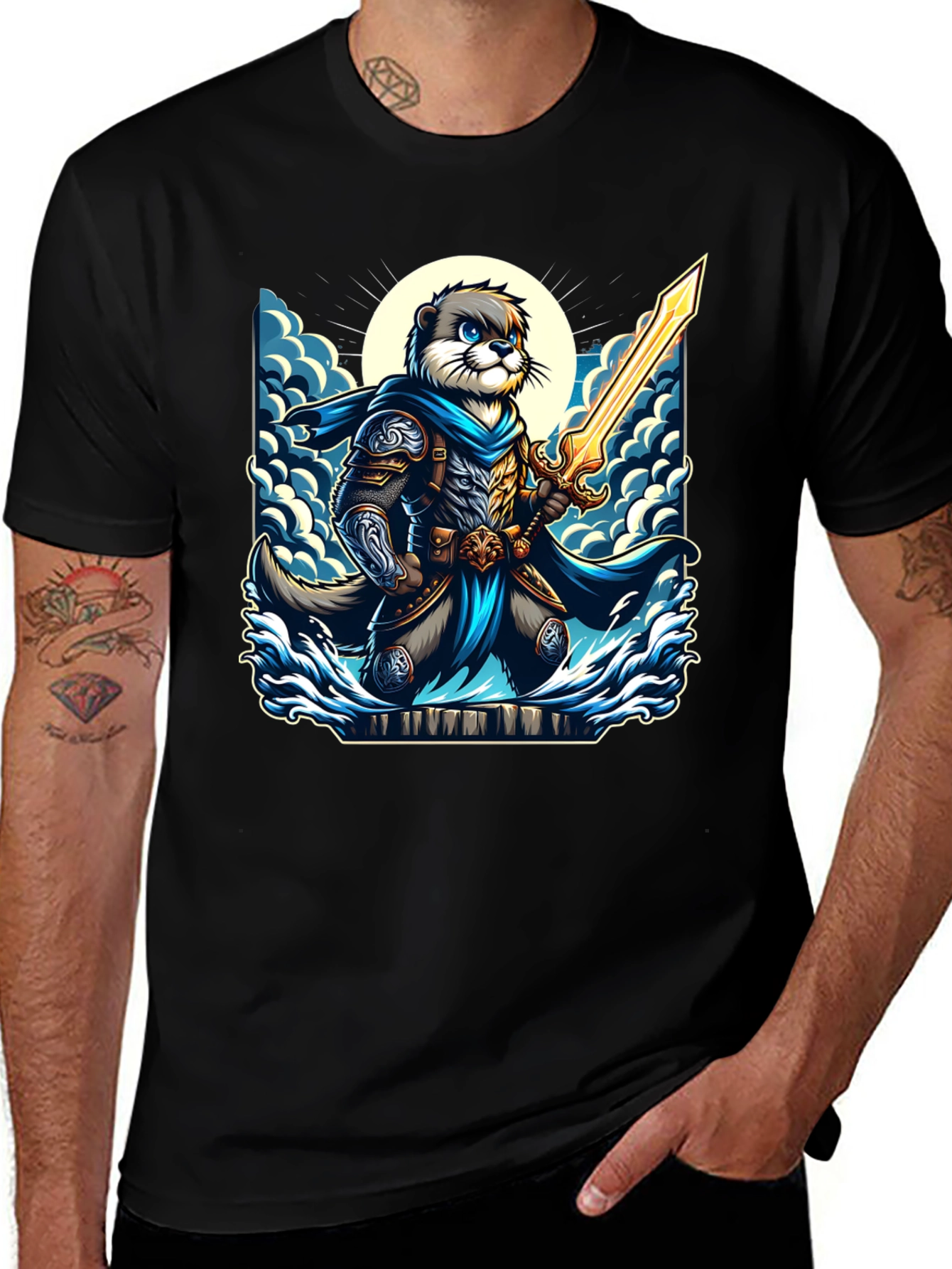 Variant 12 of Otter Knight T-Shirt - Fantasy Graphic Tee