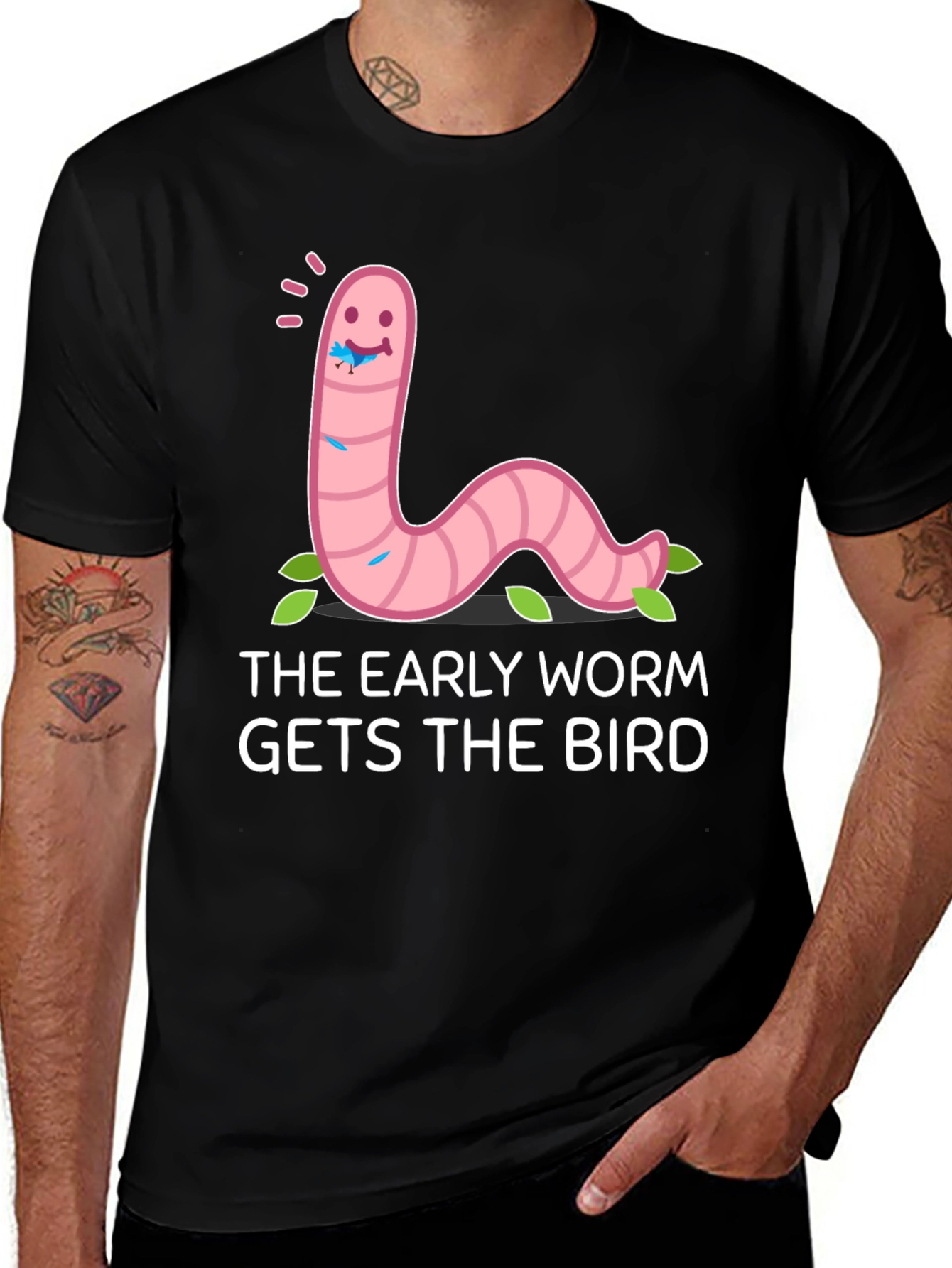 Variant 3 of Early Worm Gets the Bird Graphic Tee