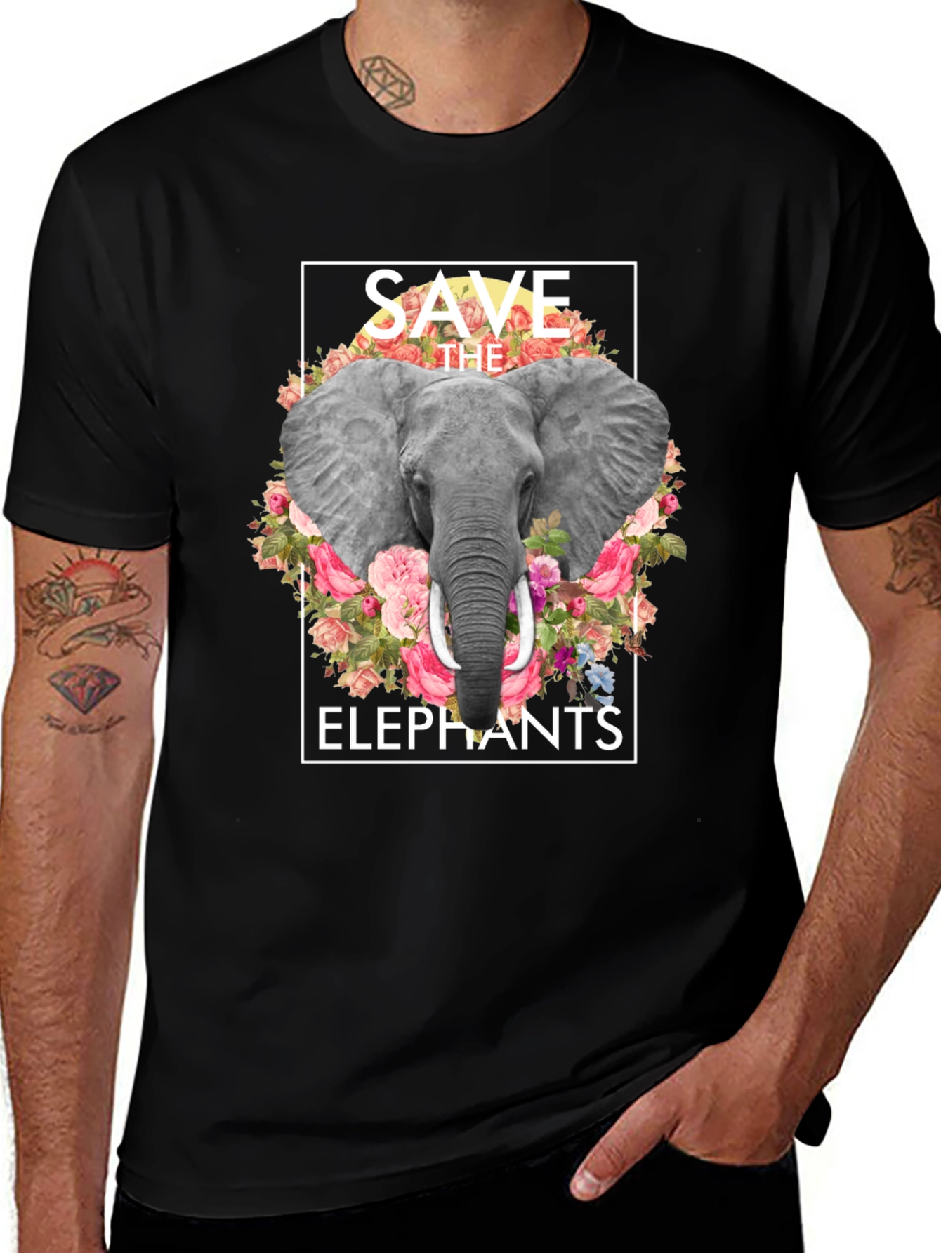 Variant 16 of Save the Elephants Floral Graphic T-Shirt