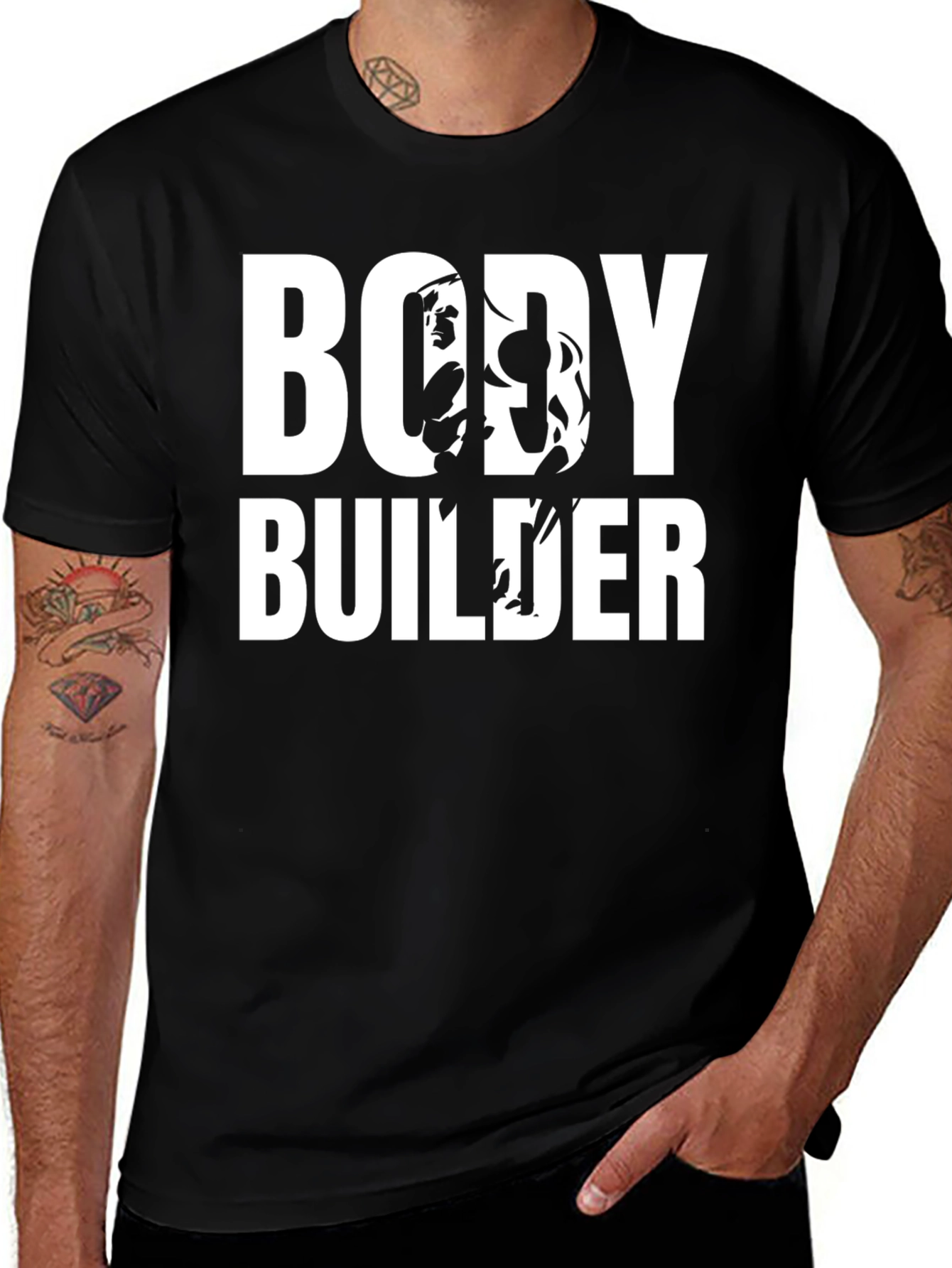 Variant 25 of Bodybuilder Graphic T-Shirt - Black