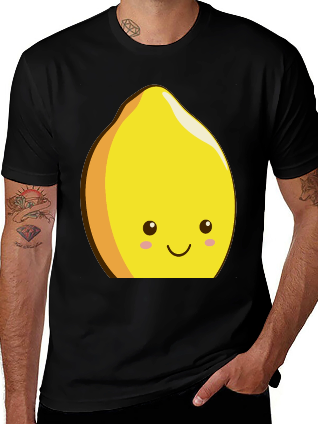 Variant 17 of Cute Lemon Graphic Black T-Shirt