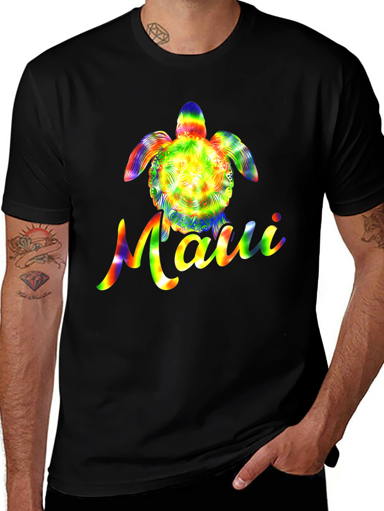 Maui Tie-Dye Turtle Graphic T-Shirt
