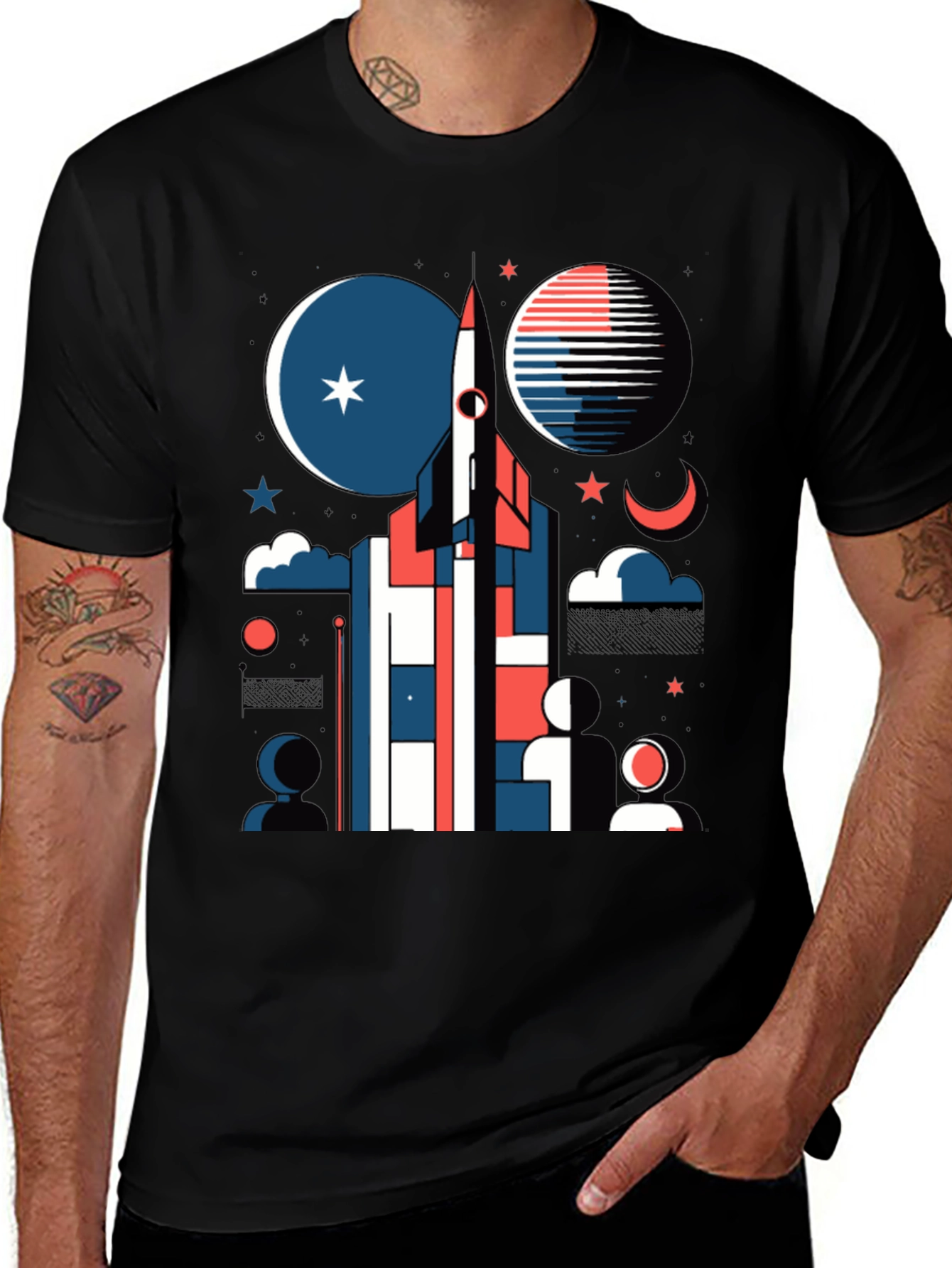 Variant 27 of Retro Space Rocket Graphic Tee