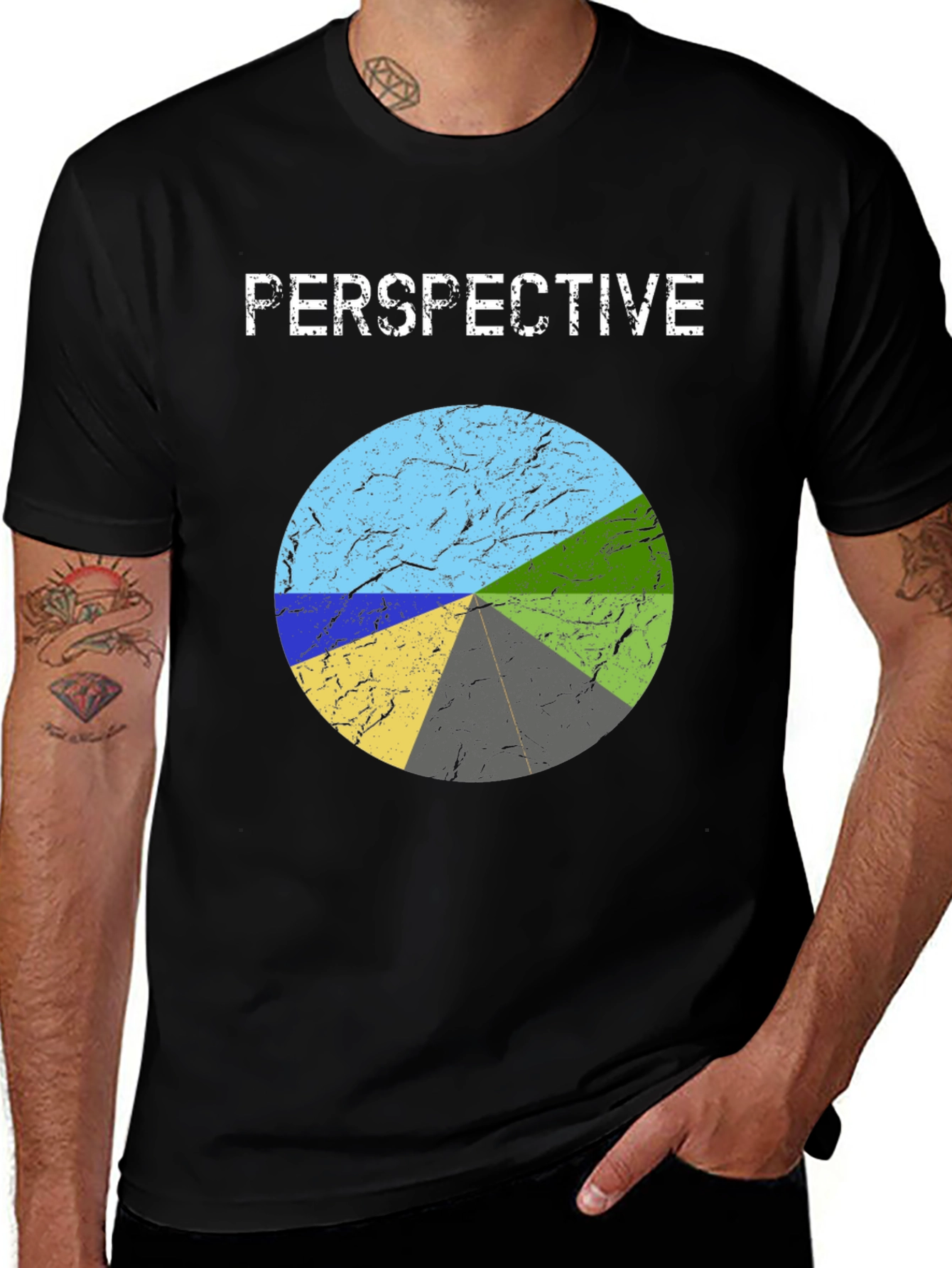 Variant 21 of Perspective Pie Chart Graphic Men's Black T-Shirt