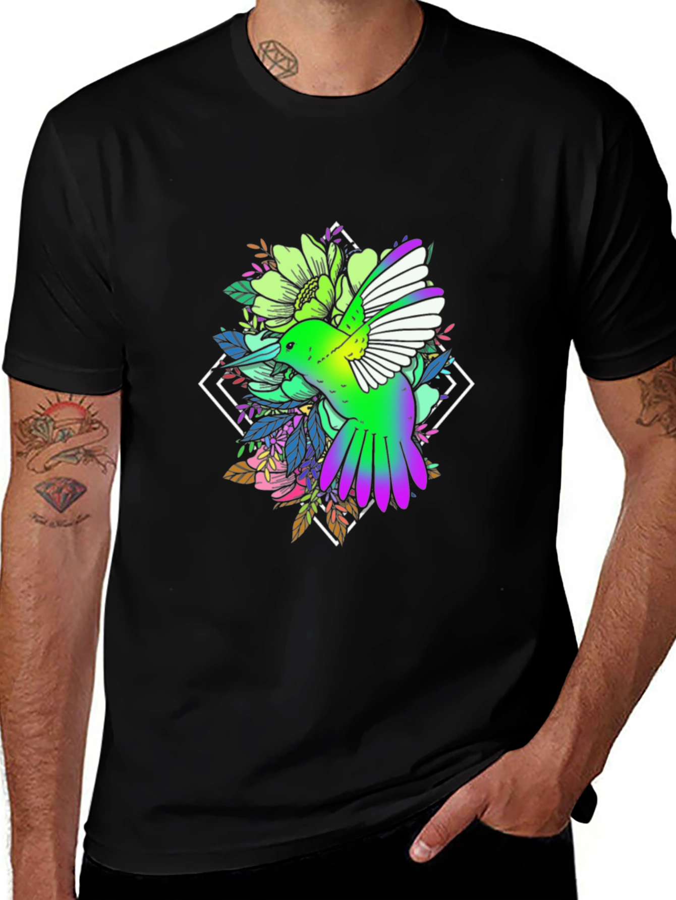 Variant 22 of Hummingbird Graphic Tee - Men's Black T-Shirt