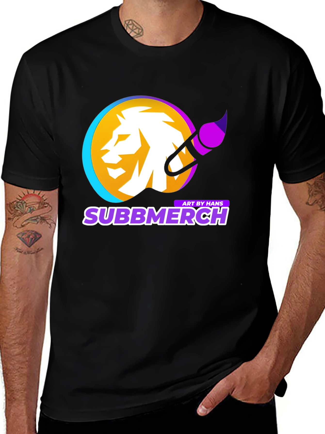 Variant 20 of Subbmerch Black T-Shirt Lion Artist Design