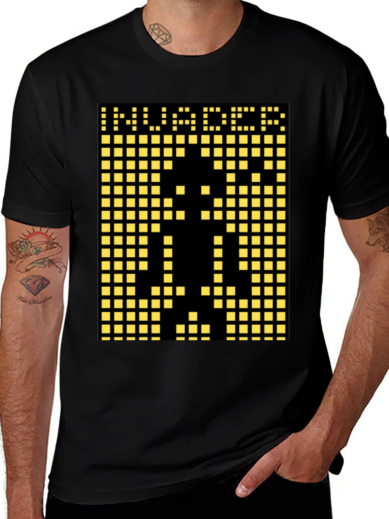 Variant 19 of Invader Pixel Art Graphic T-Shirt - Black