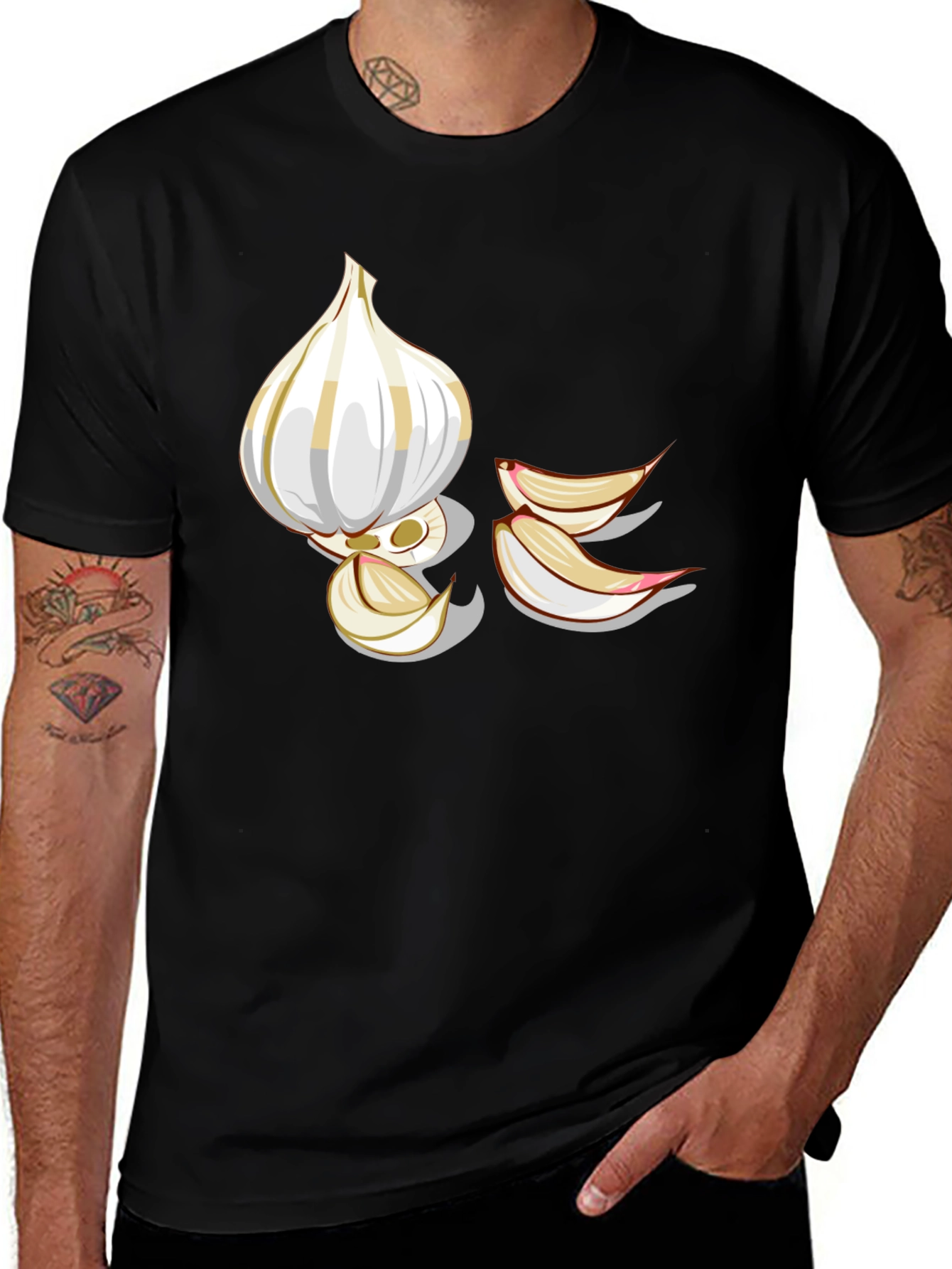 Variant 29 of Garlic Graphic T-Shirt - Black Cotton Blend