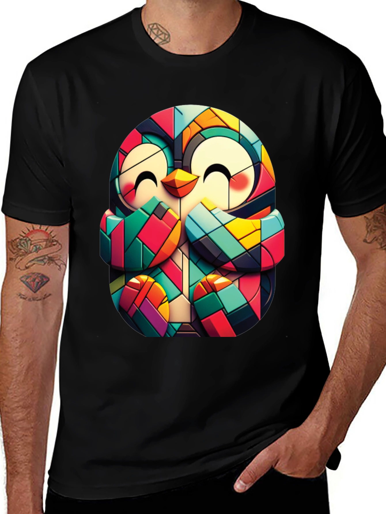 Variant 30 of Colorful Geometric Penguin Graphic Tee
