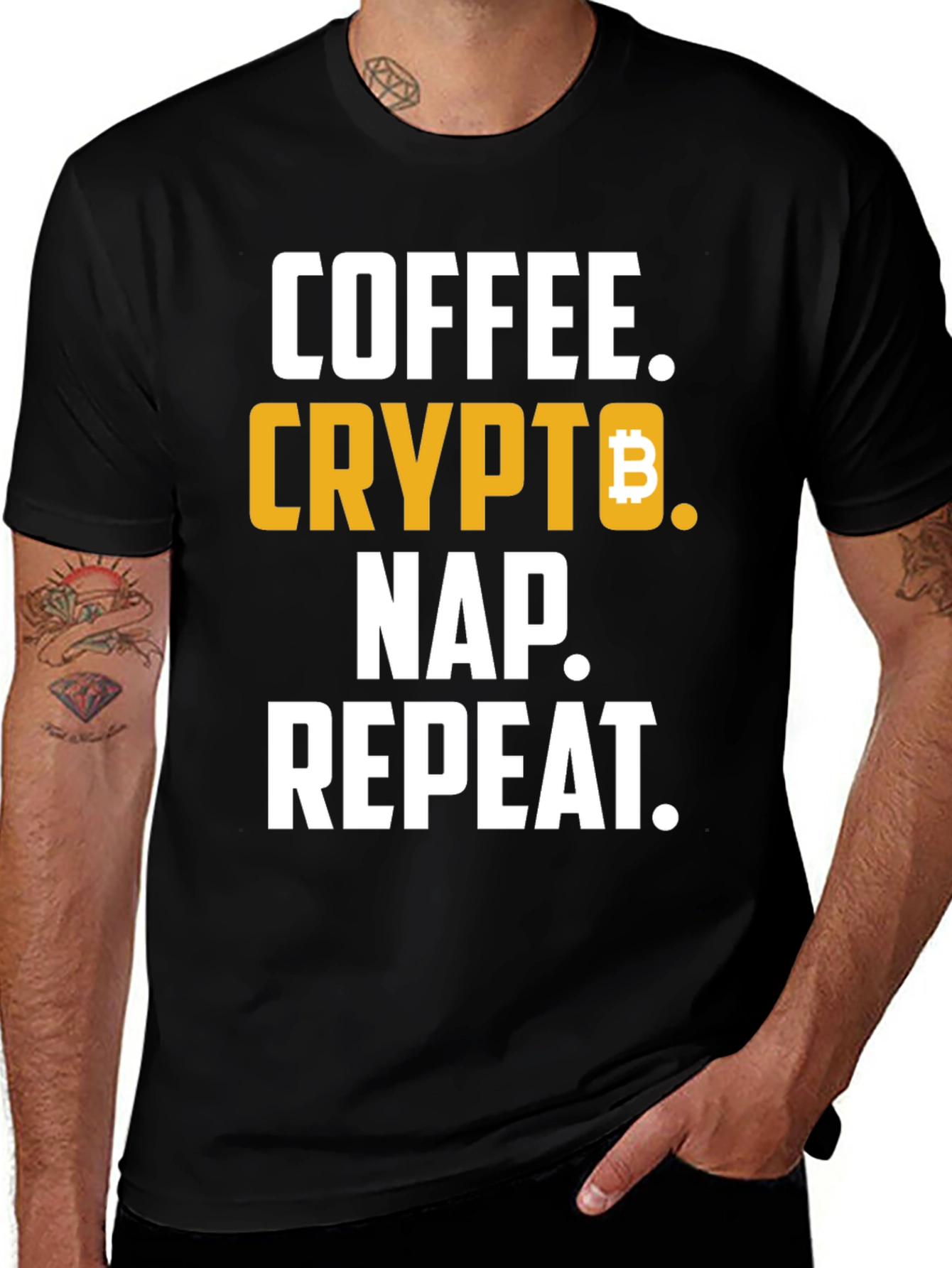 Coffee Crypto Nap Repeat T-Shirt - Bitcoin