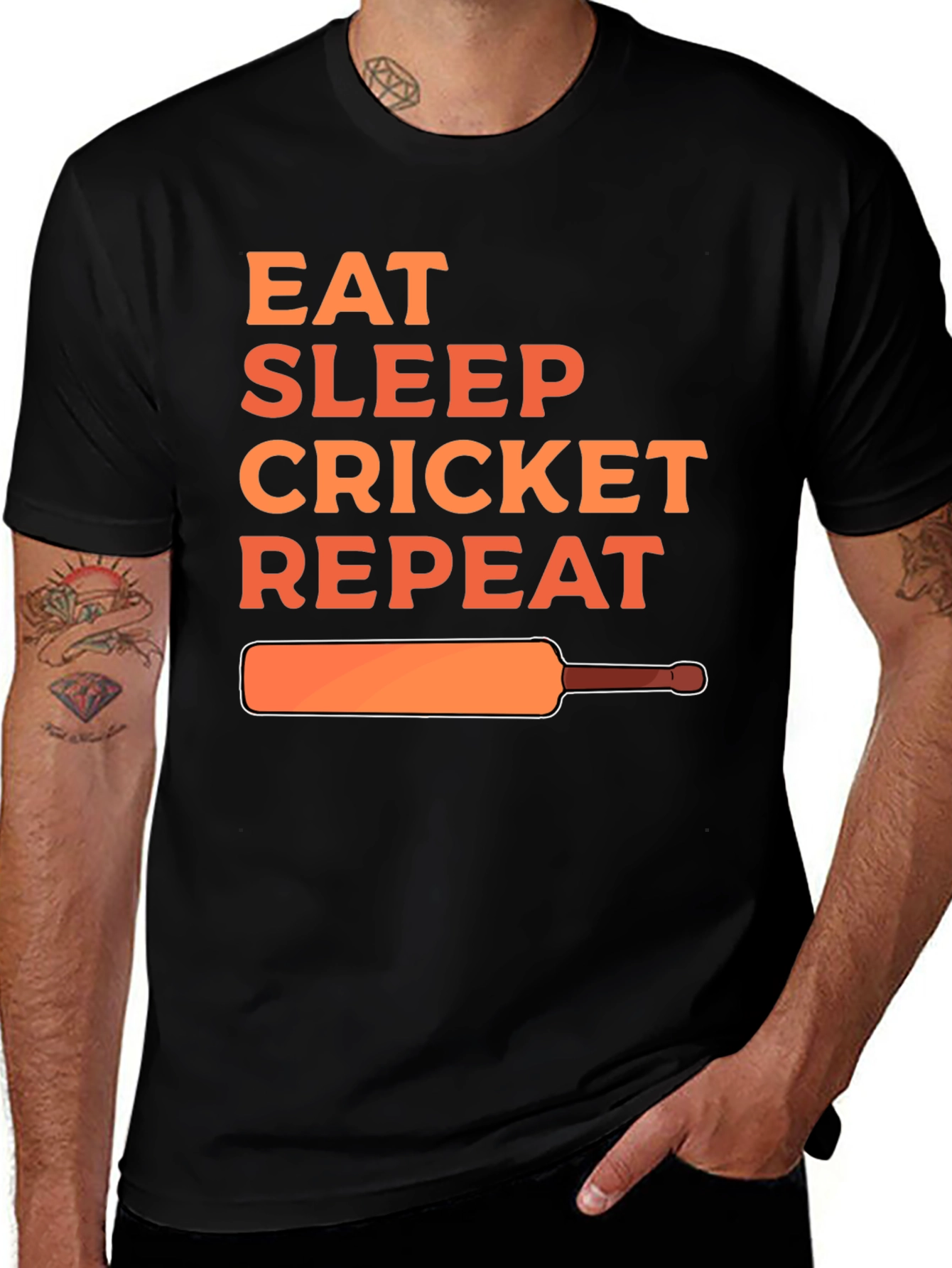Eat Sleep Cricket Repeat Graphic Tee