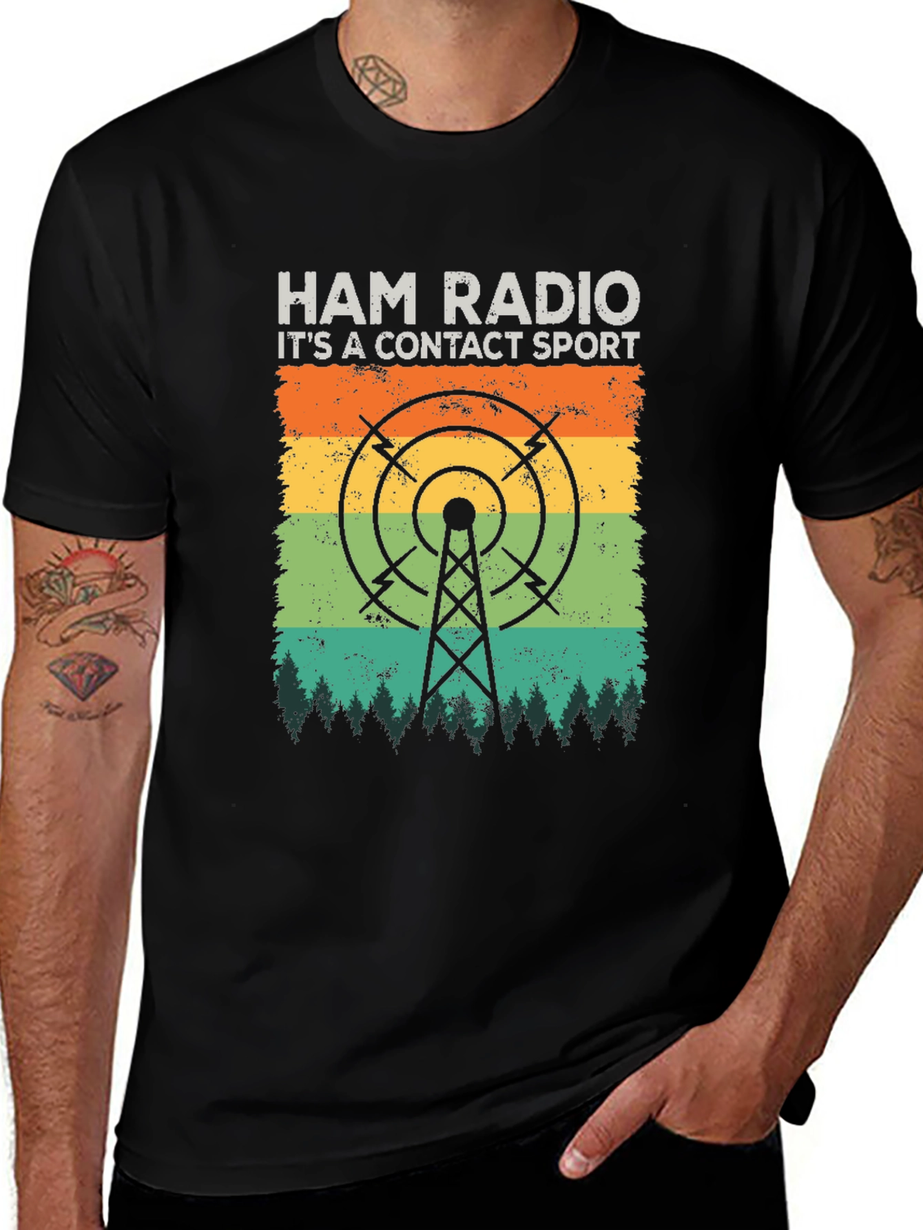 Variant 4 of Ham Radio Contact Sport Graphic T-Shirt