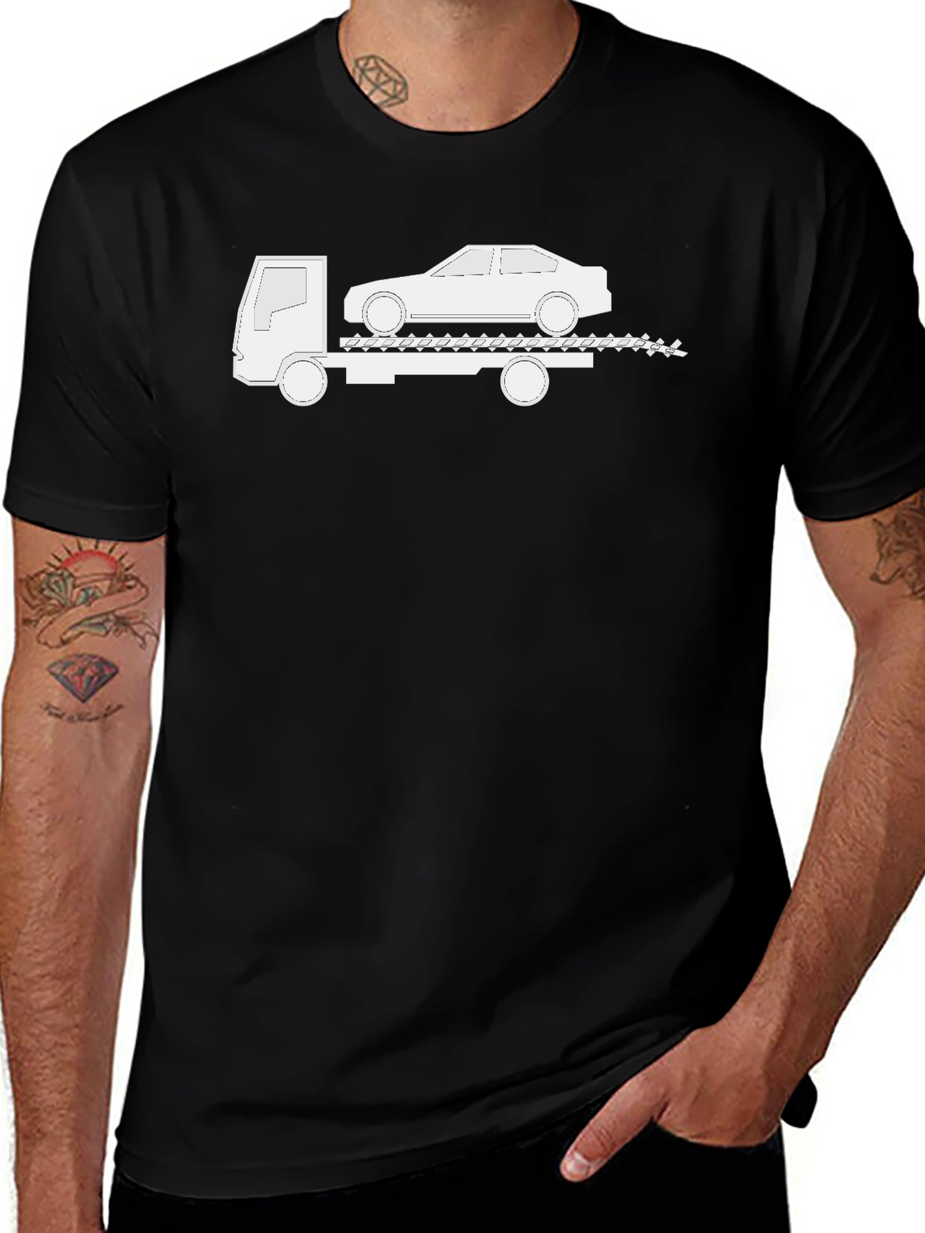 Variant 8 of Tow Truck Graphic Tee - Black