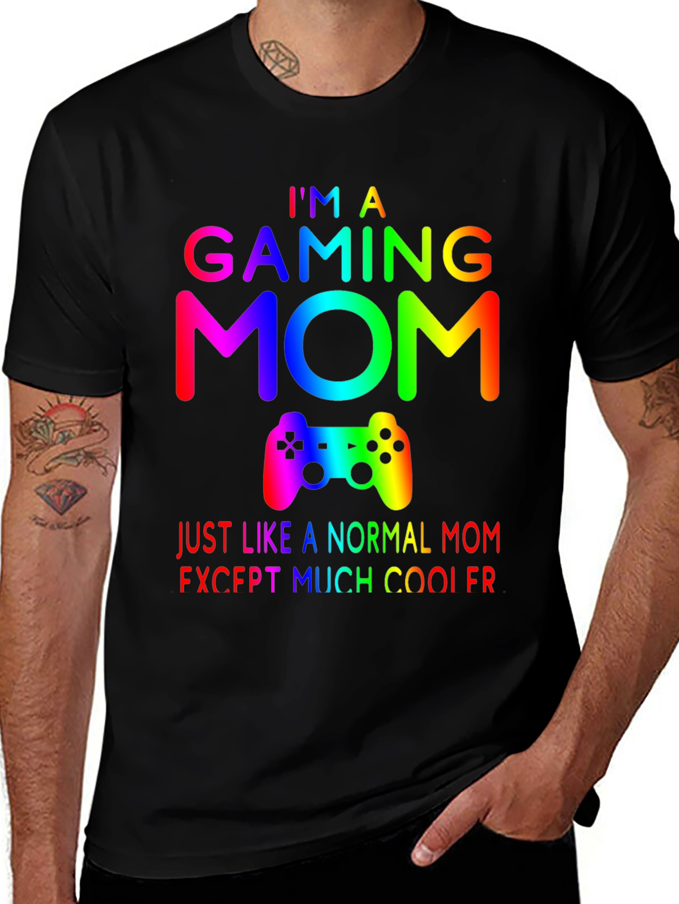 Gaming Mom T-Shirt - Rainbow Gamer Design