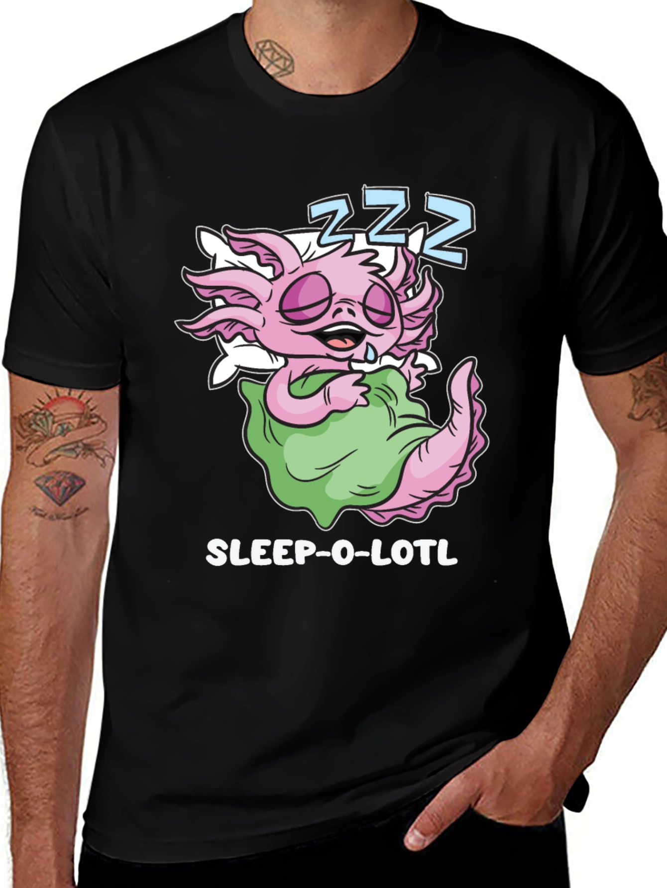 Variant 24 of Sleep-O-Lotl Axolotl Sleeping Cartoon T-Shirt