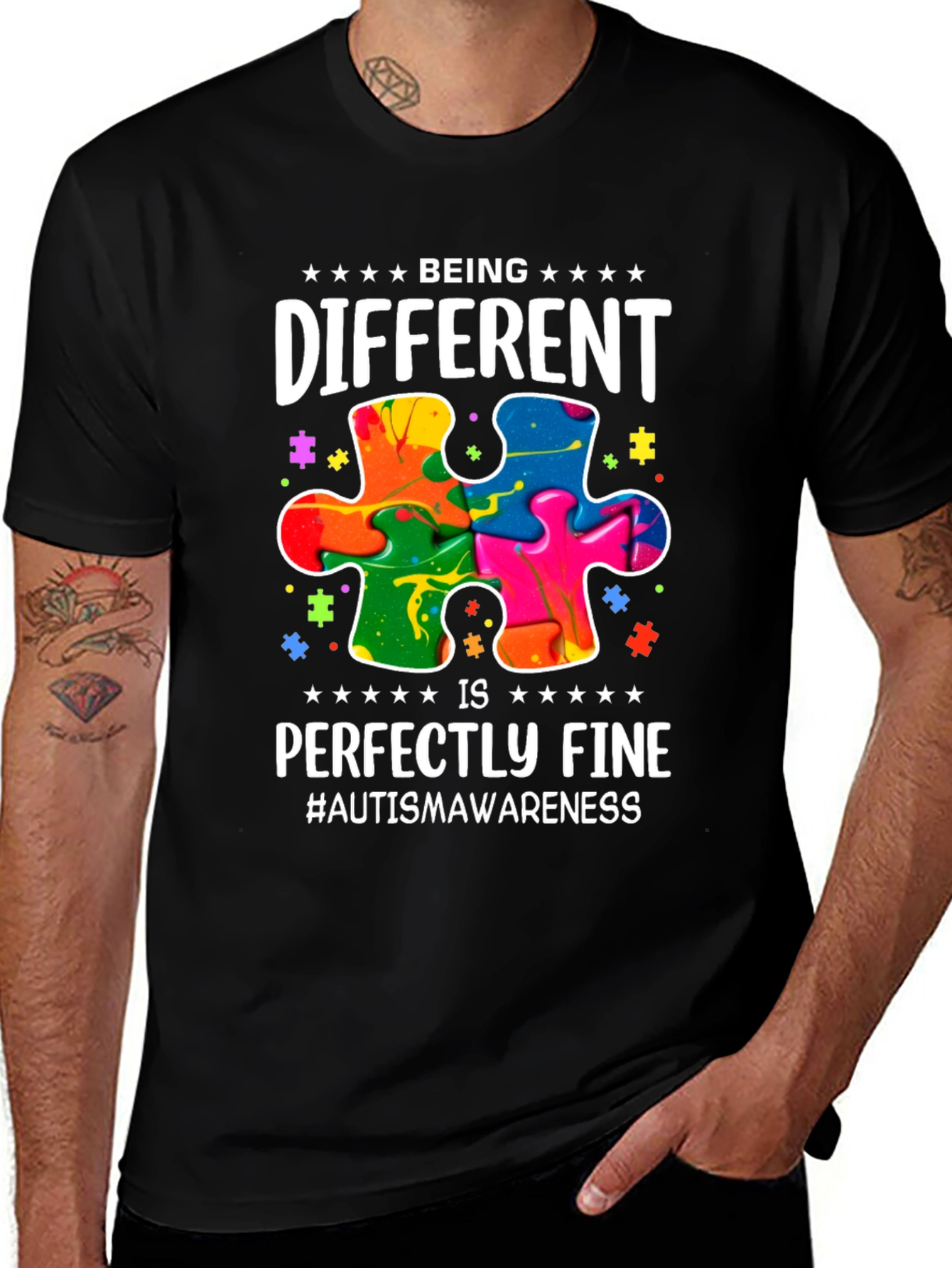 Variant 27 of Autism Awareness T-Shirt - Being Different Puzzle Tee
