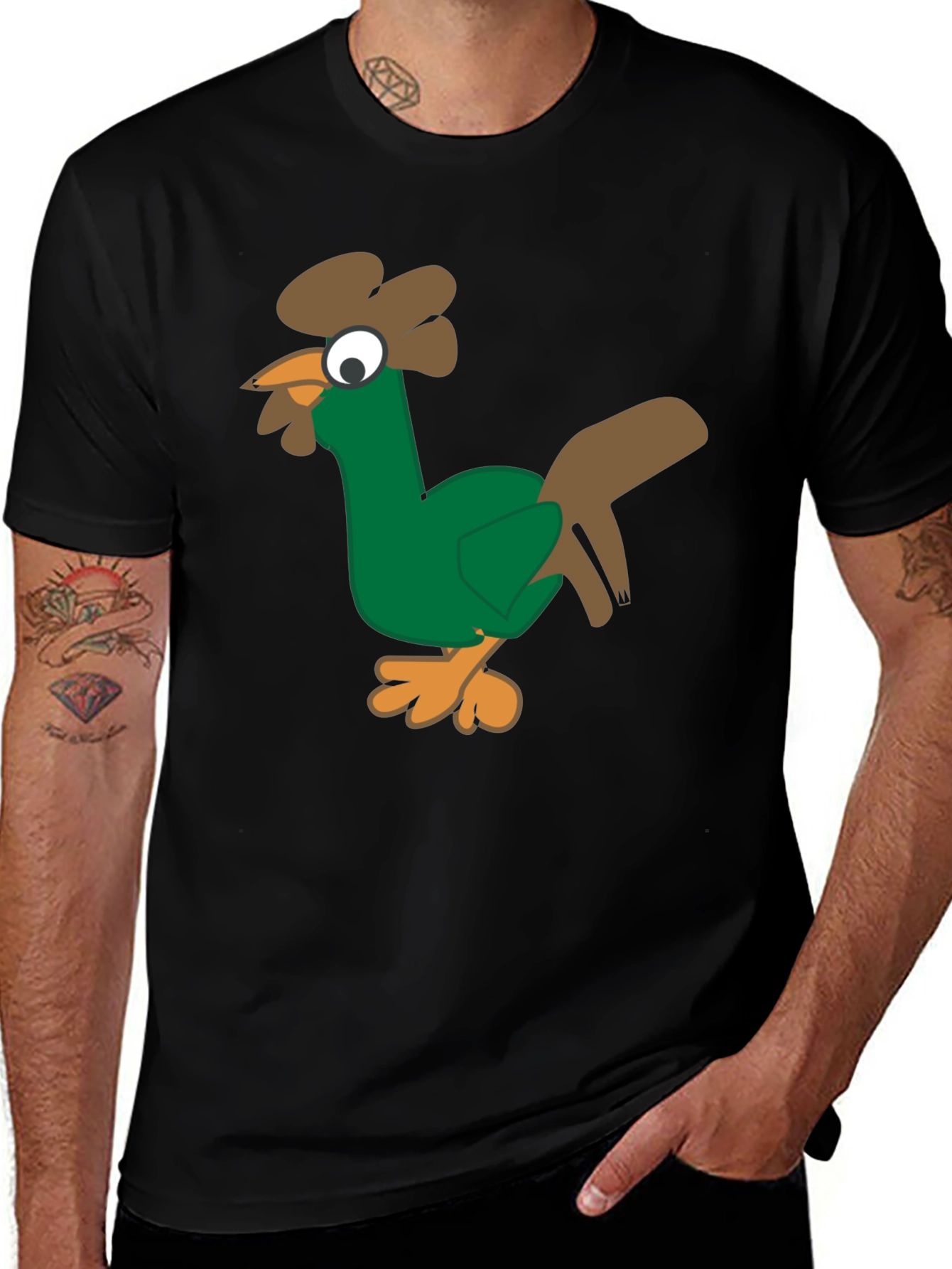 Variant 23 of Funny Chicken Graphic Tee - Black Cotton T-Shirt
