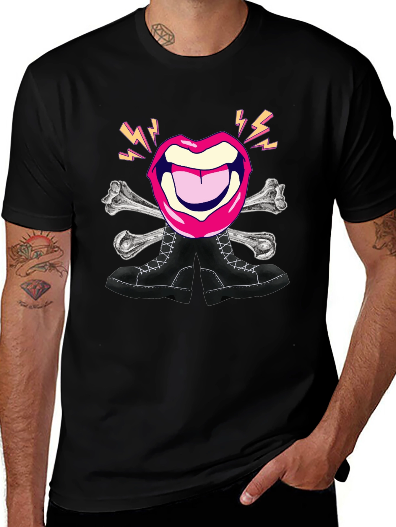 Variant 22 of Rock Lips Crossbones Boots Graphic Tee
