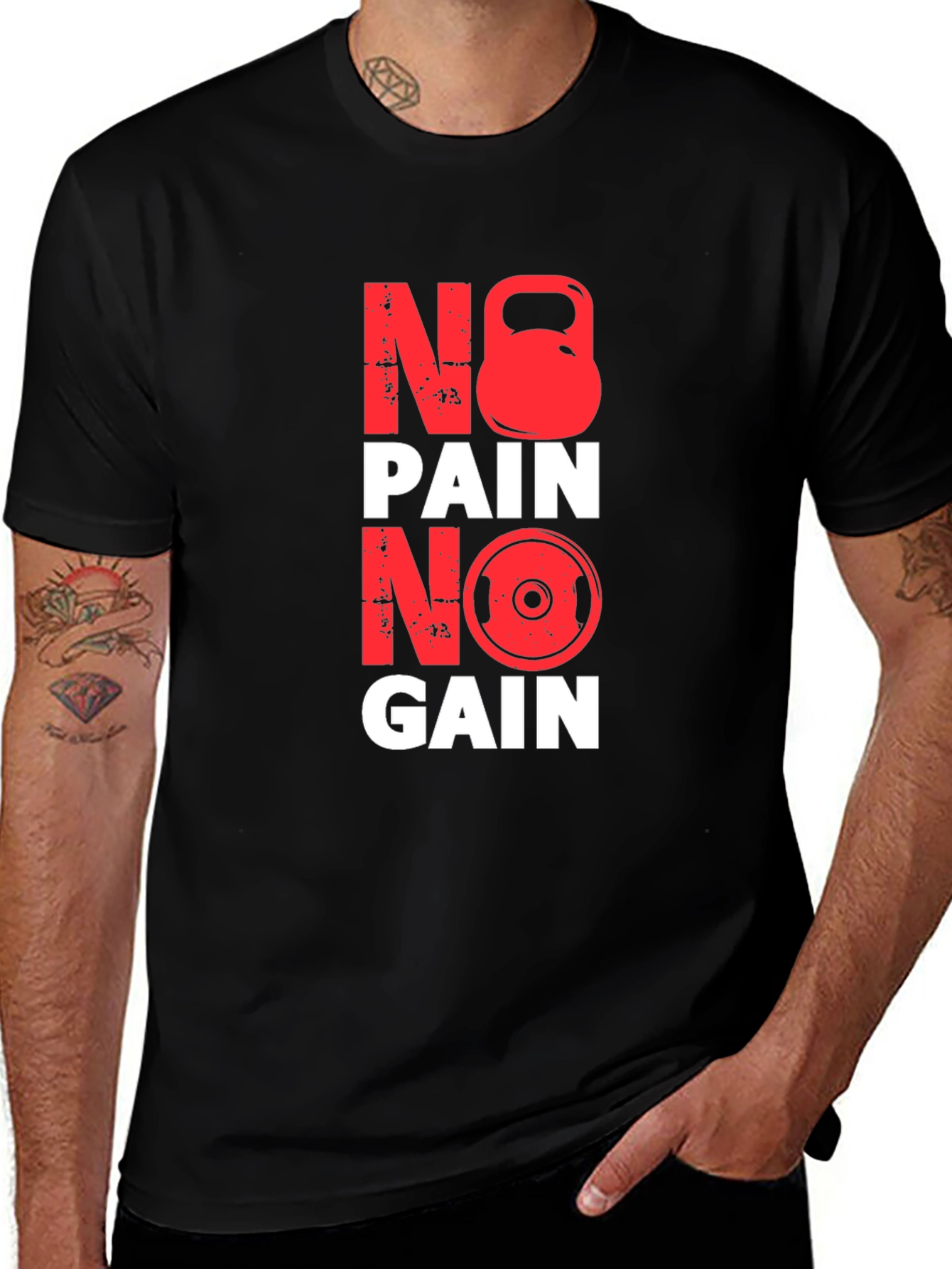 Variant 6 of No Pain No Gain Gym T-Shirt - Motivational Fitness Tee