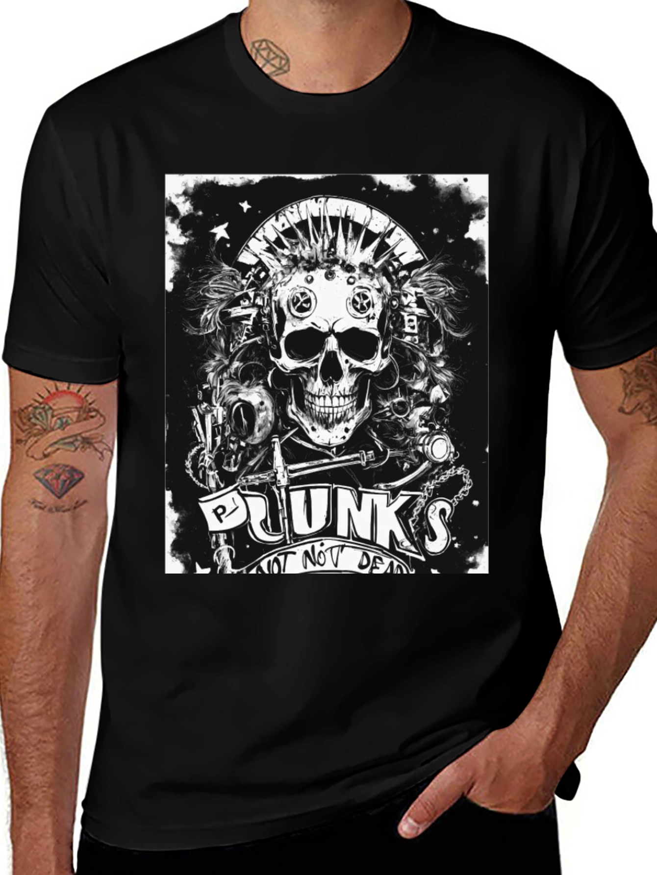 Variant 8 of Punk Skull Graphic Tee - Not Dead Yet!